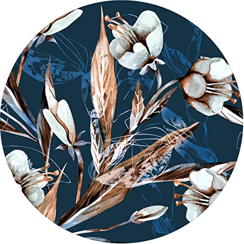 Ankle Length-blue White Flowers