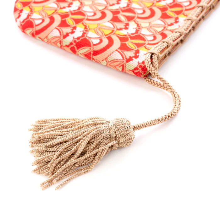Handmade Nishijin Ori Small Drawstring Rabbit Purse - Red Kyoto Japanese Traditional Craft Bag for Gifts, Cosmetics & Jewelry Storage
