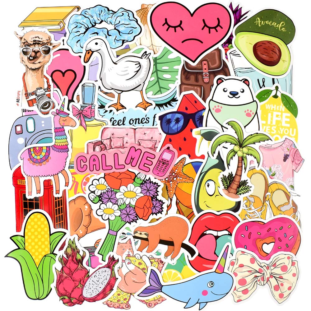 100 Pack Waterproof Cute Stickers for Hydro Flask & Water Bottles - Durable VSCO Aesthetic Decals for Girls | Perfect for School, Laptops, Journals & DIY Crafts