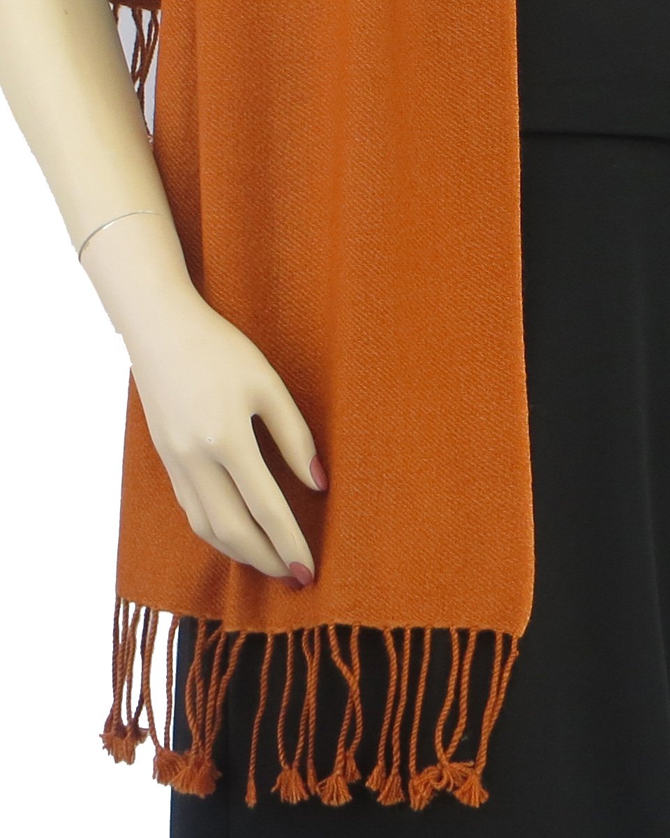Luxury 100% Pure Cashmere Pashmina Scarf - 3 Ply Soft & Warm Winter Shawl for Women - Elegant Burnt Orange Wrap - Perfect for Gifts, Travel & Cold Weather Fashion