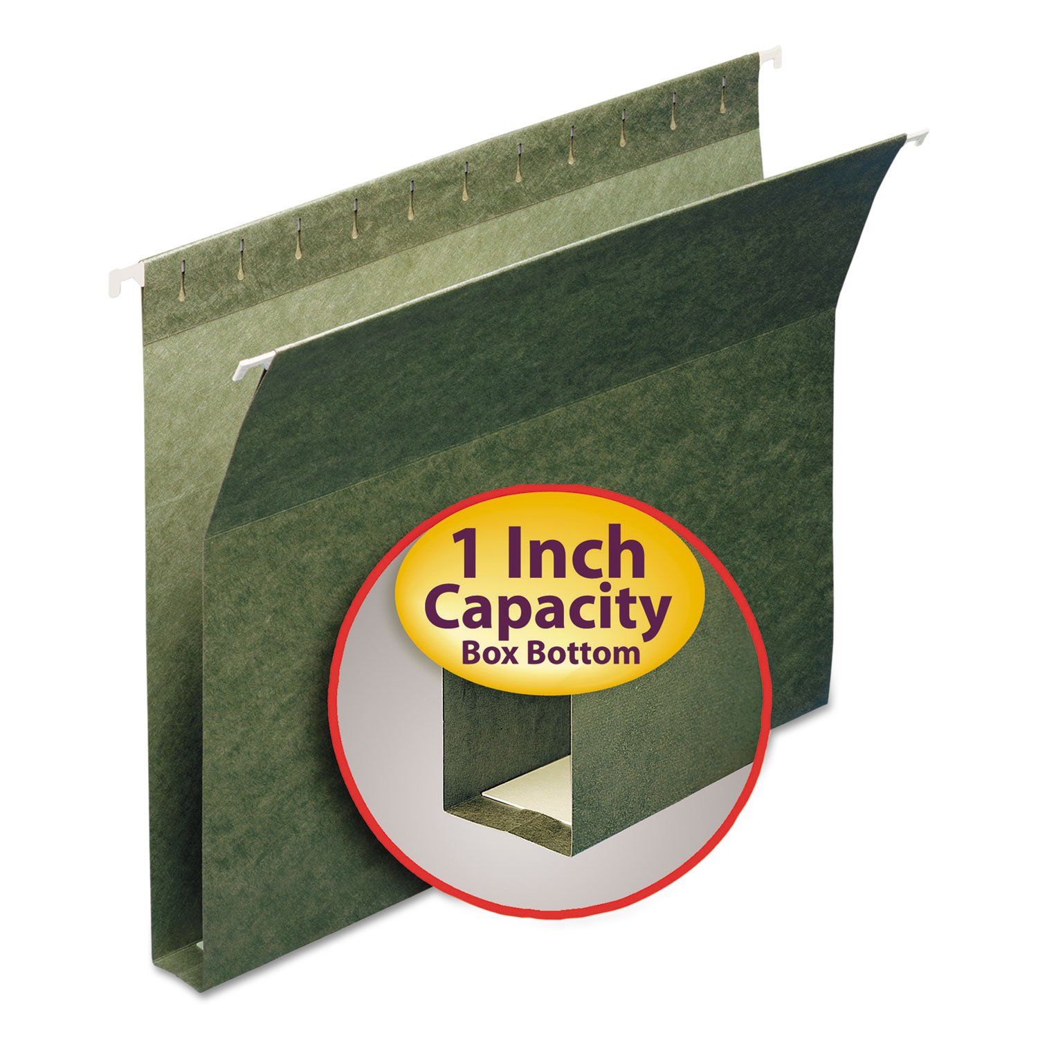 Smead 64239 1-Inch Capacity Box Bottom Hanging File Folders - Letter Size, Green, 25/Box - Perfect for Office Organization & Document Storage