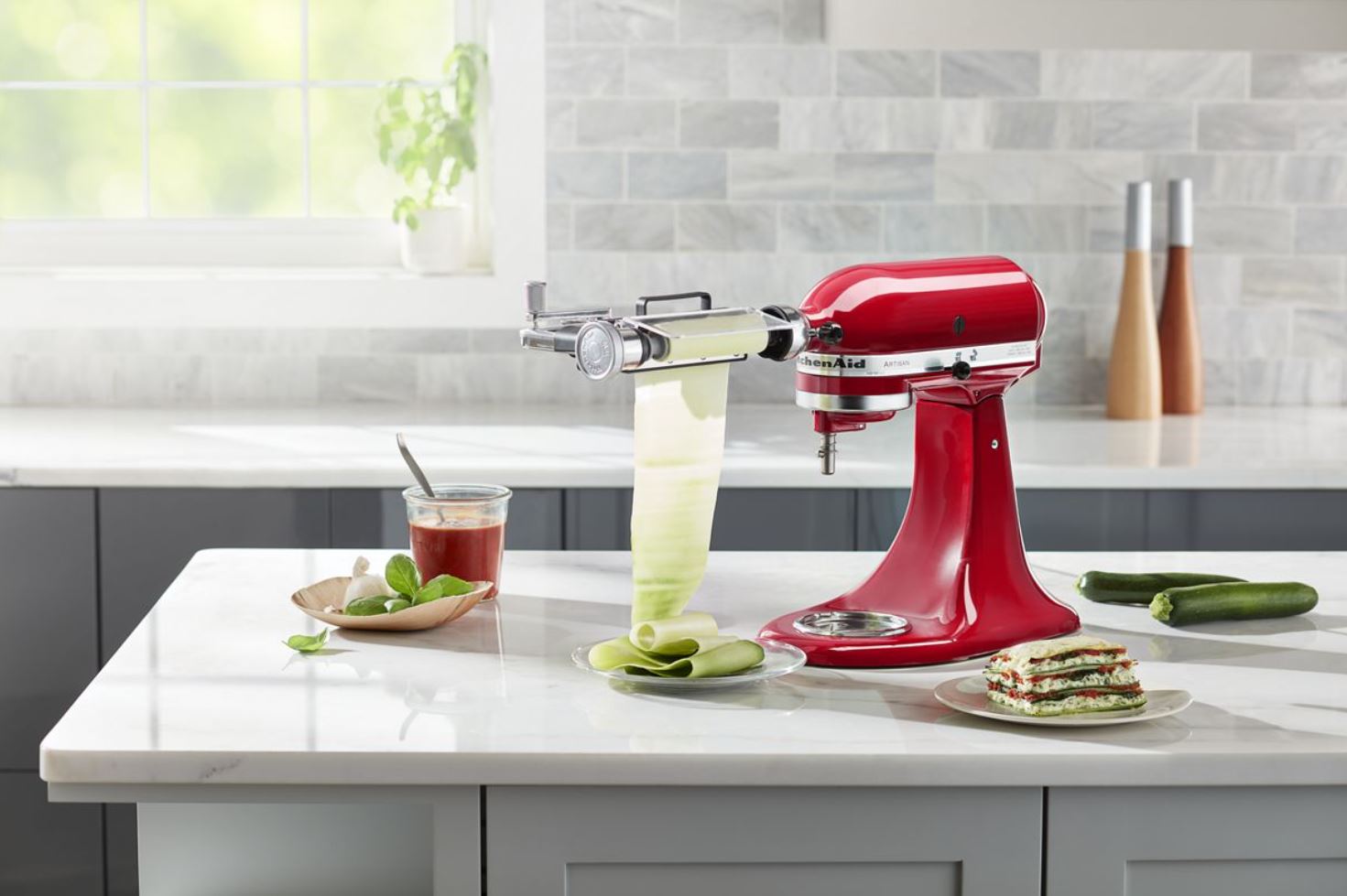 KitchenAid Vegetable Sheet Cutter Attachment for Stand Mixers - Perfect for Making Pasta, Lasagna & Healthy Veggie Noodles (Fits All KitchenAid Mixers) - Great for Meal Prep, Keto & Vegan Diets