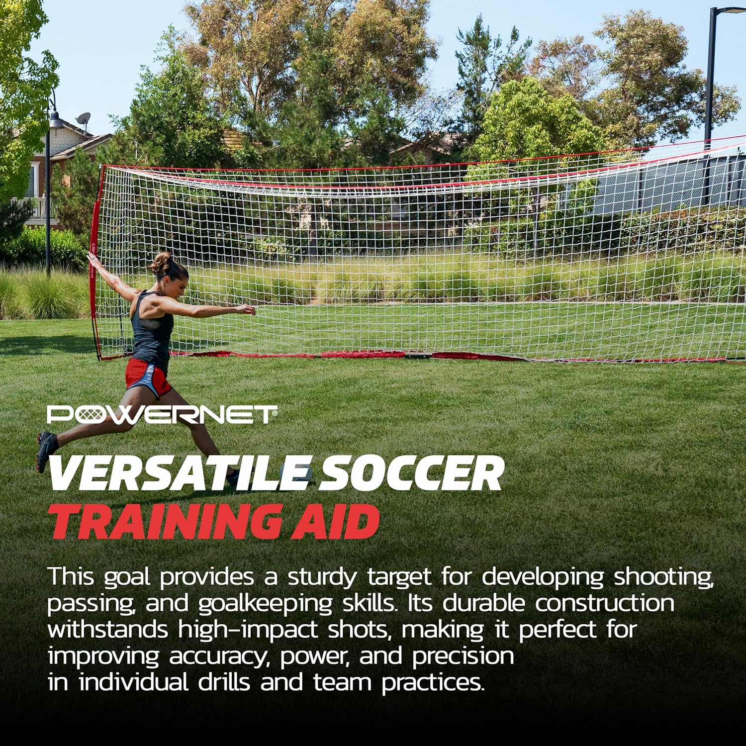 Powernet Soccer Goal 21x7 Feet - Portable Soccer Net for Training & Backyard Practice - Perfect for Youth, Adults & Professional Players