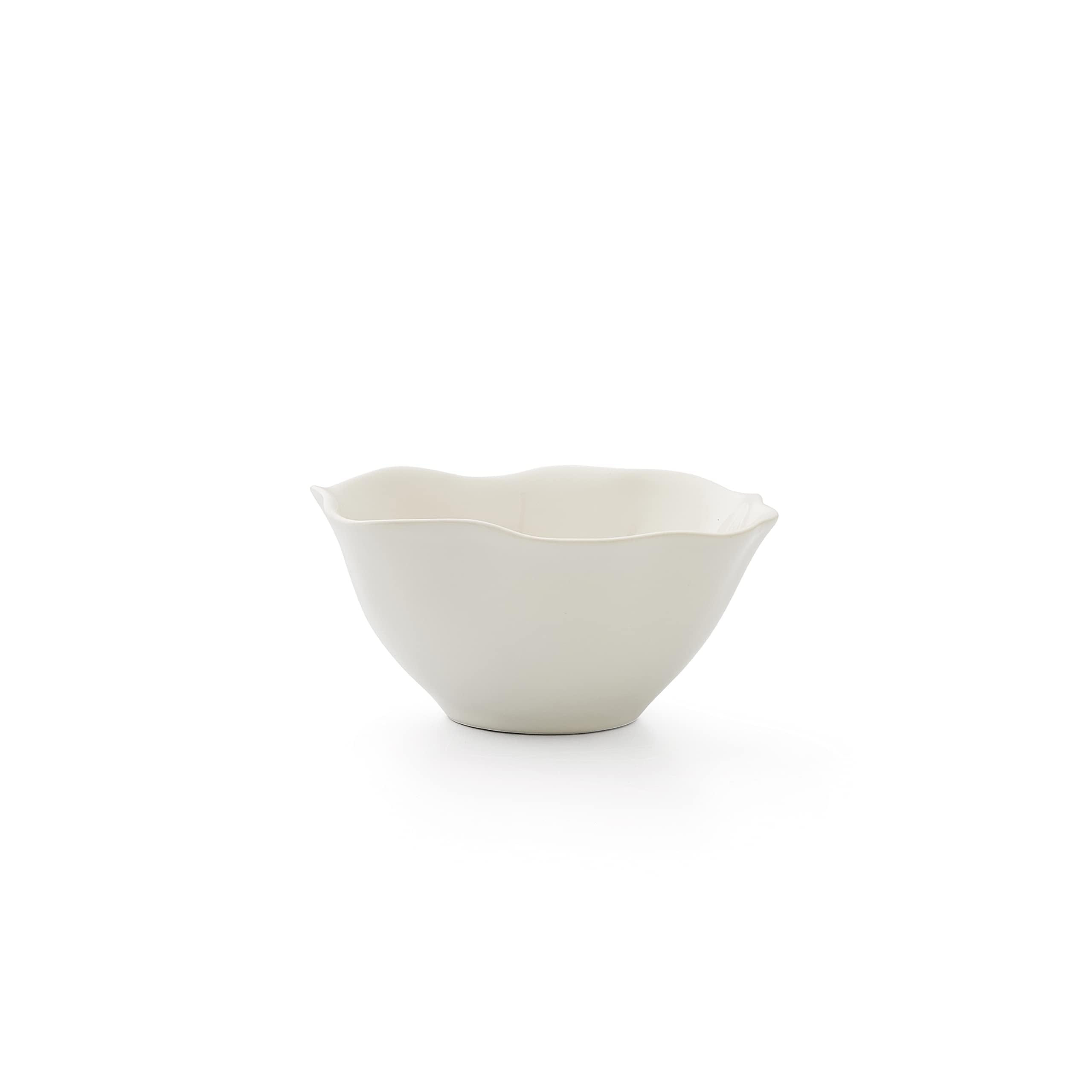 Sophie Conran Floret Stoneware 7-Inch All-Purpose Bowls Set of 4 - Microwave & Dishwasher Safe Creamy White Serving Bowls for Cereal, Soup, Salad | Perfect for Kitchen, Dining Room & Entertaining