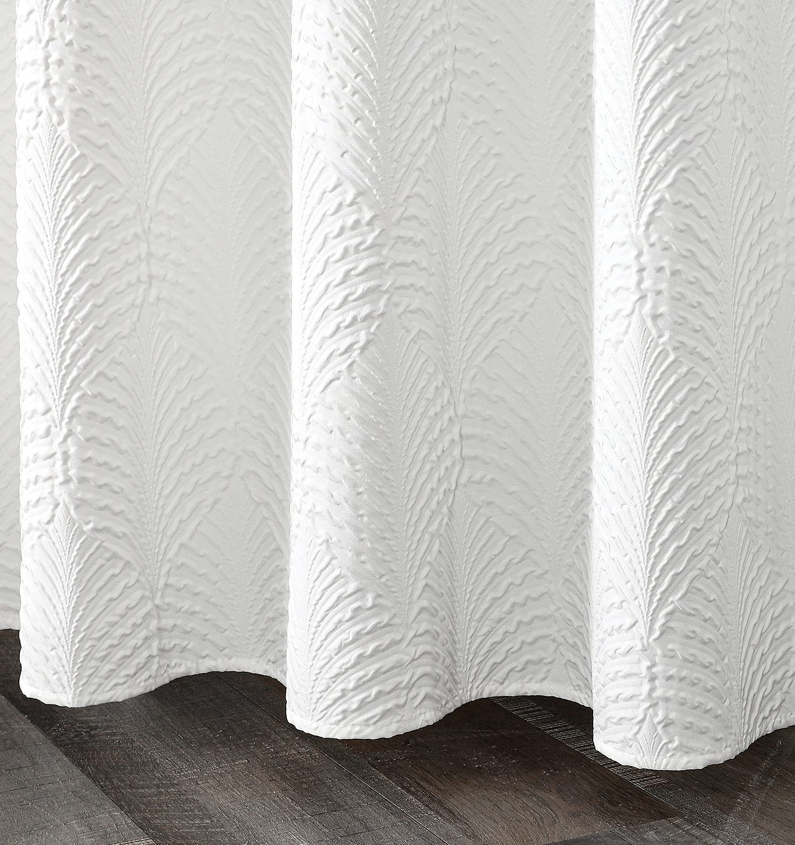 Extra Long Shower Curtain 72x84 Inches - 3D Embossed Textured White Fabric Bathroom Curtain with Hooks, Modern Farmhouse Chic Design for Tall Showers - Perfect for Spa-Like Bathrooms & Guest Suites