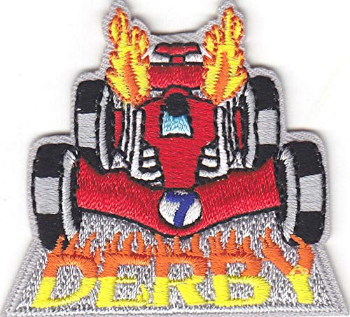Derby Iron On Patch for Vehicles - Racing Fun Embroidered Badge for Jackets, Hats & Bags - Perfect for DIY Customization & Motorsport Enthusiasts