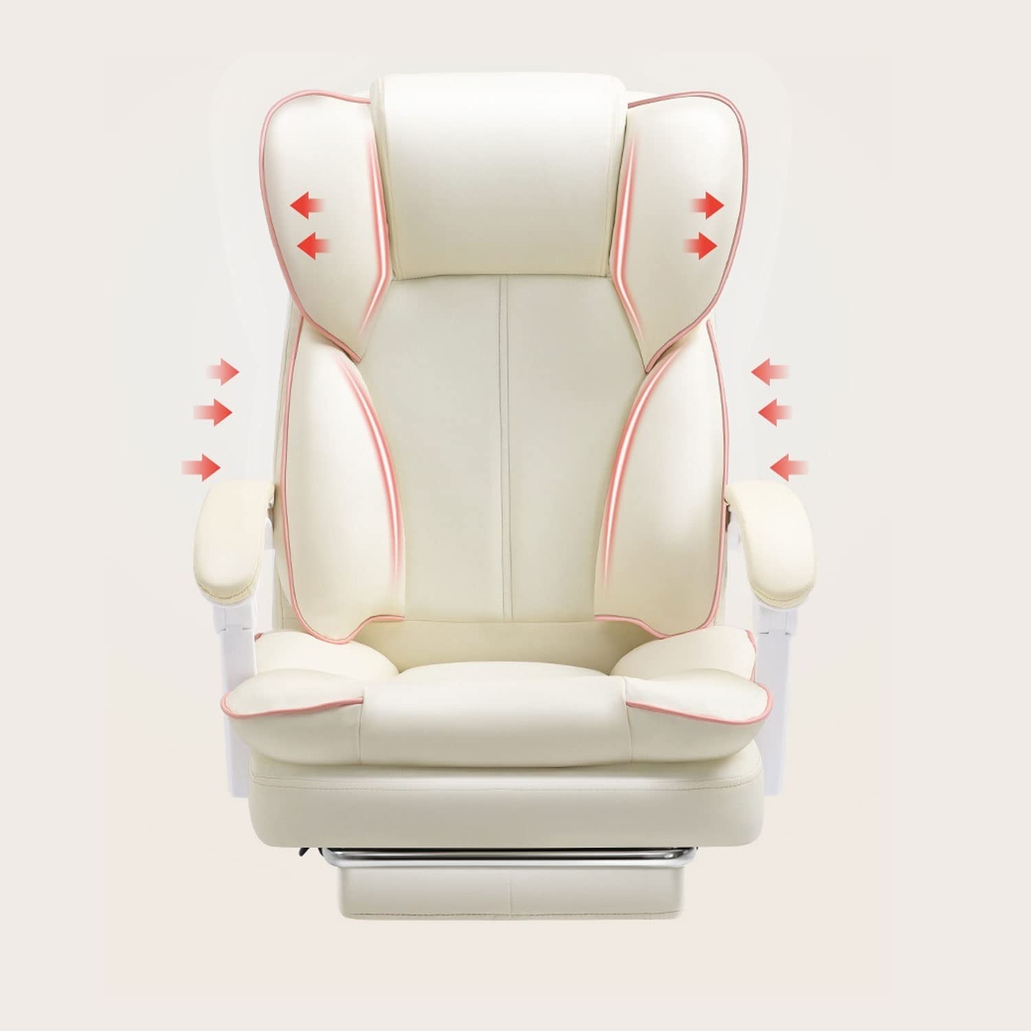 Ergonomic Executive Office Chair with Footrest - PU Leather Computer Desk Chair with Double-Layer Thickened Headrest & Padding - Comfortable Reclining Boss Chair for Home & Office (Beige) - Perfect for Long Work Hours, Gaming & Remote Work
