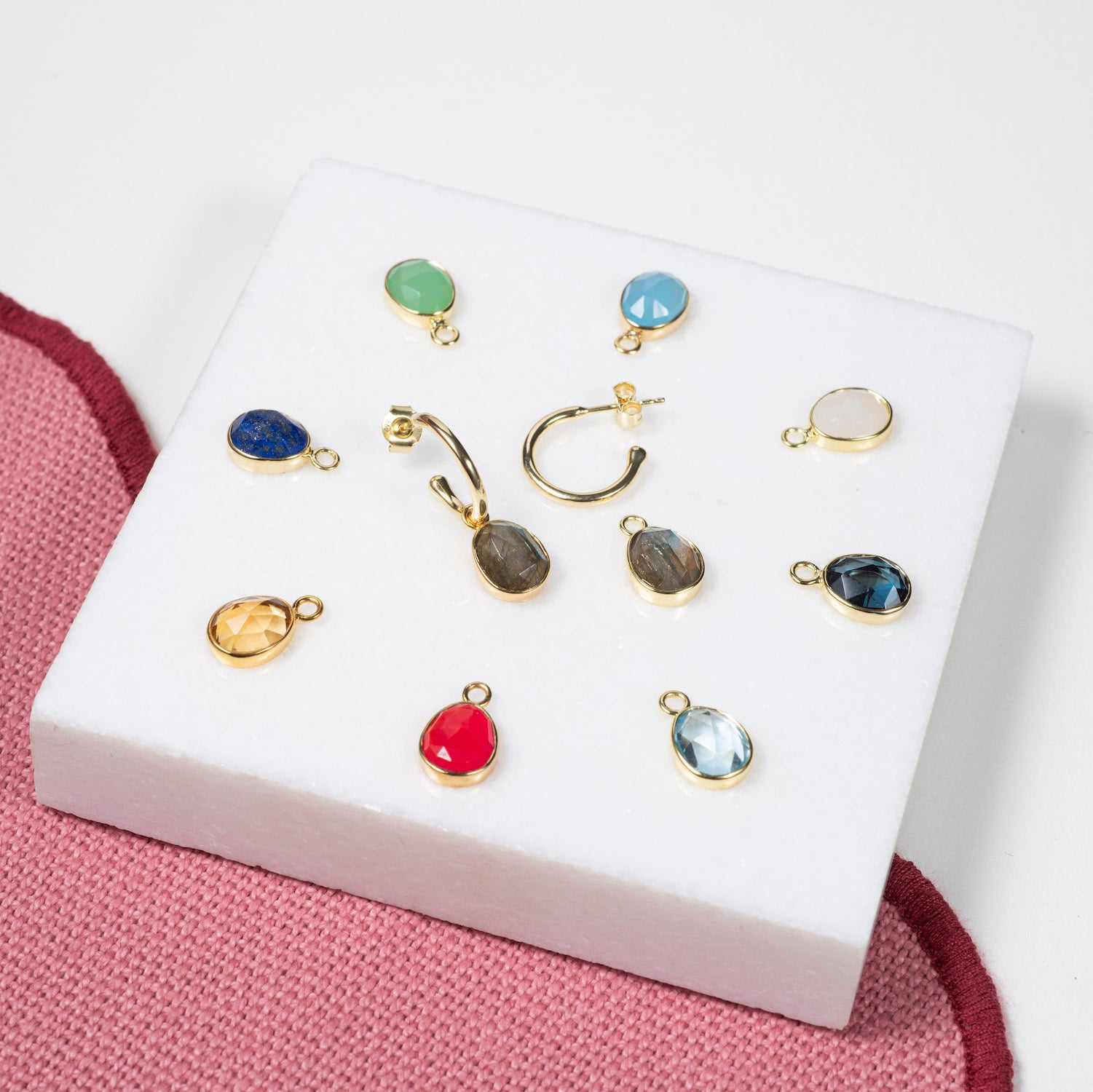 Manhattan Gold & Blue Topaz Interchangeable Gemstone Drop Earrings for Women - Elegant Jewelry Gift for Birthday, Anniversary & Special Occasions