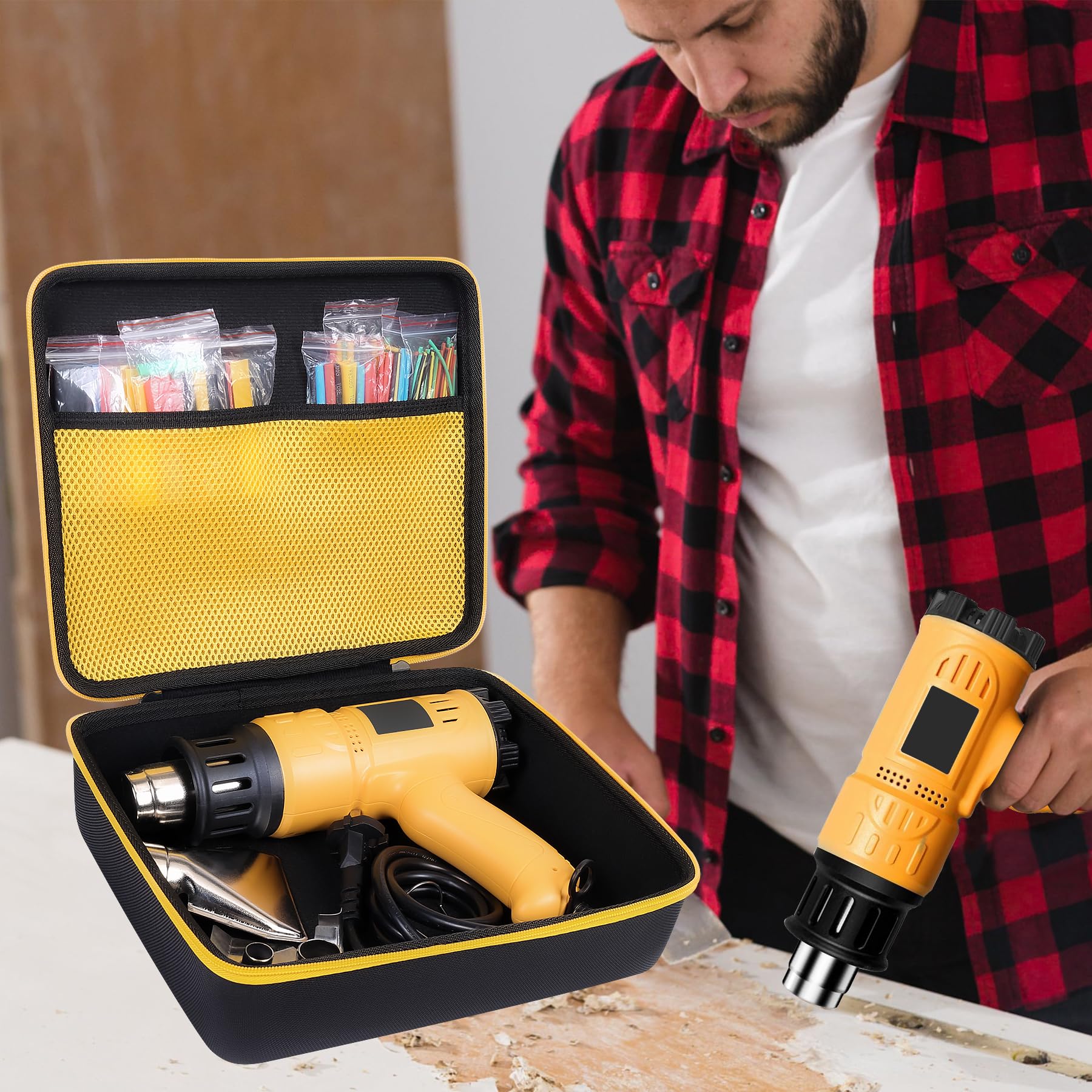 Aenllosi Heavy Duty Hard Carrying Case Replacement for SEEKONE 1800W Heat Gun - Durable Hot Air Gun Kit with Variable Temperature Control & 165PCS Heat Shrink Tubes - Perfect for DIY Projects, Electronics Repair, and Home Improvement