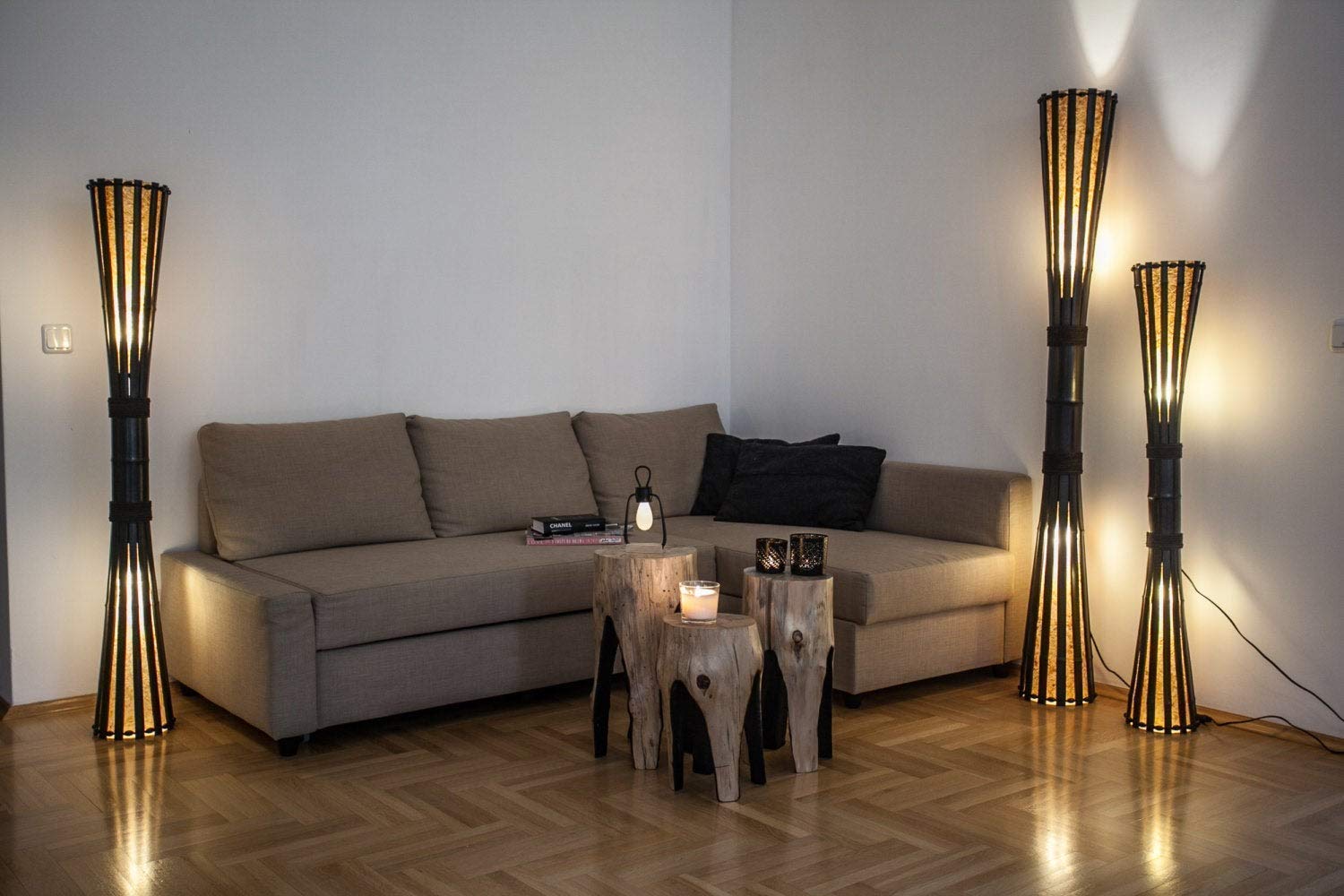 Eco-Friendly Bamboo Wood Floor Lamp - Adjustable Height for Living Room, Bedroom & Office Decor | Modern Lighting Solution for Home & Workspace