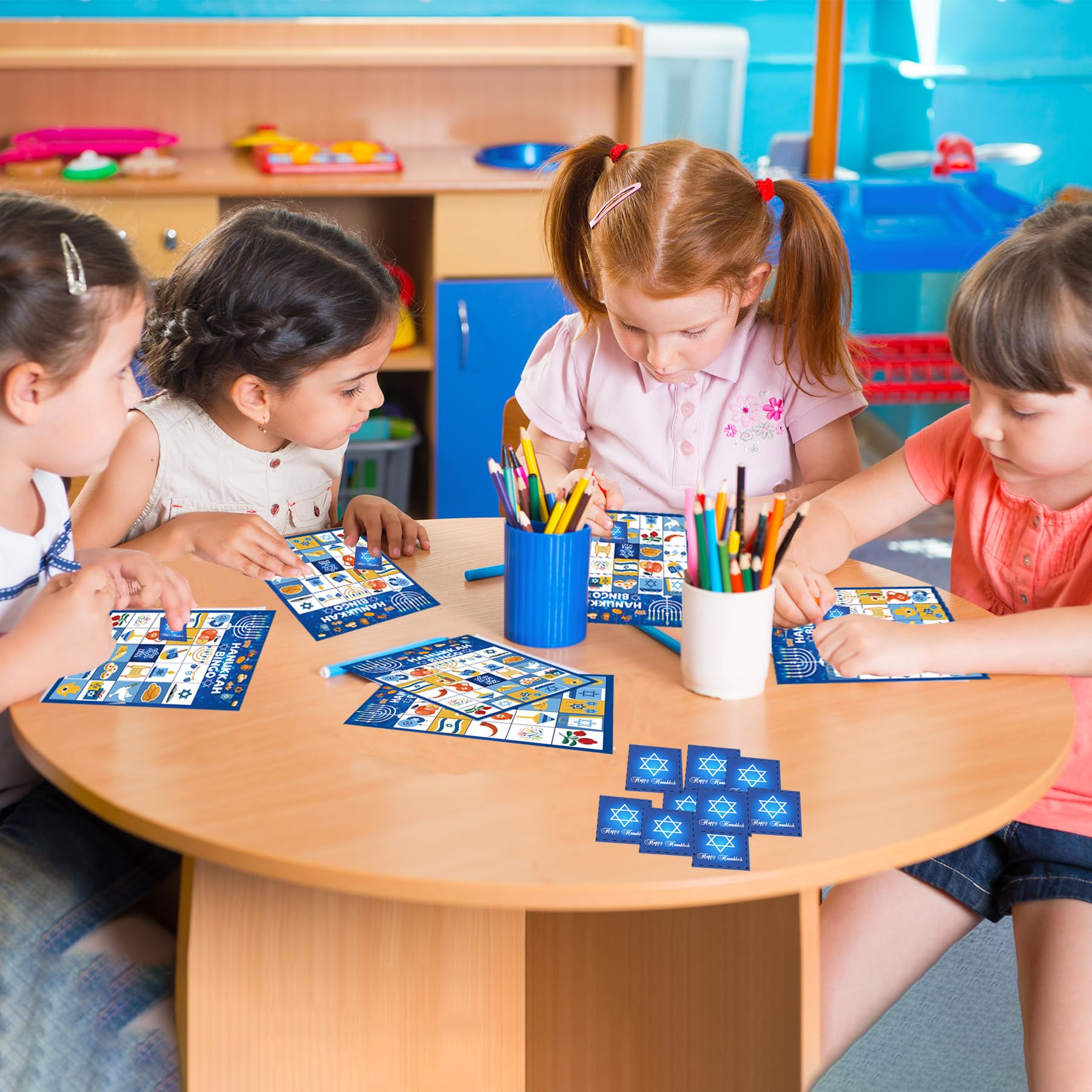 Hanukkah Bingo Game Set - Fun Chanukah Party Games for Kids & Adults with Menorah Bingo Cards (Up to 24 Players) - Perfect for Family Gatherings, Holiday Parties & Classroom Activities