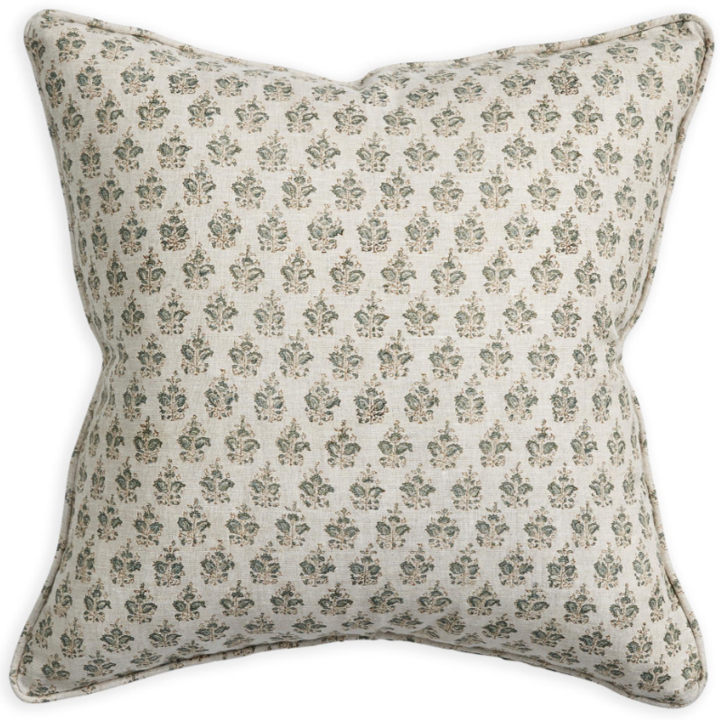 Handmade Sanganer Celadon Pillow Cover - Premium Cotton Bohemian Decorative Cushion Case for Living Room, Bedroom & Home Decor