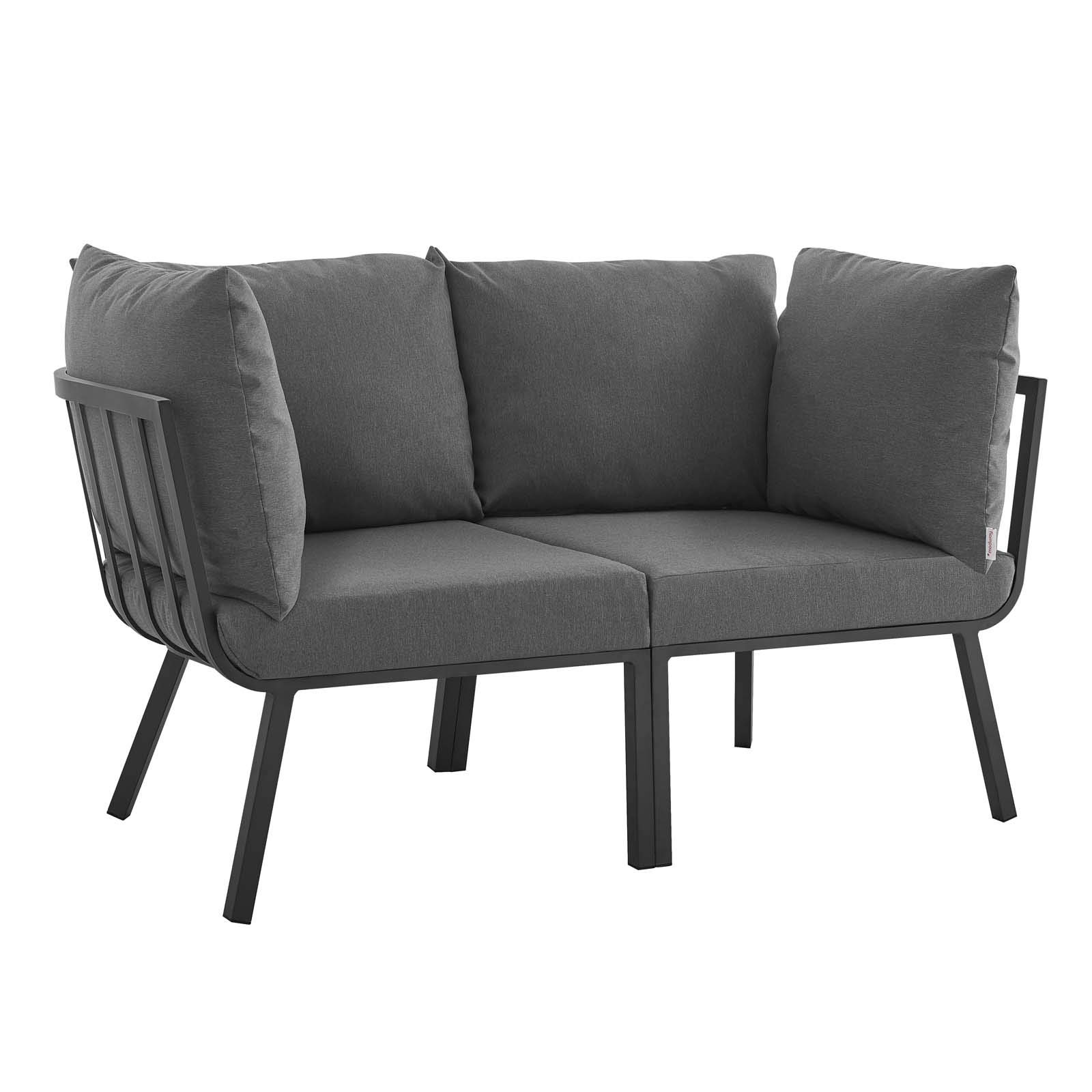 Modway Riverside 2-Piece Outdoor Patio Furniture Set - Gray Charcoal Wicker Chairs for Backyard, Poolside & Garden Relaxation