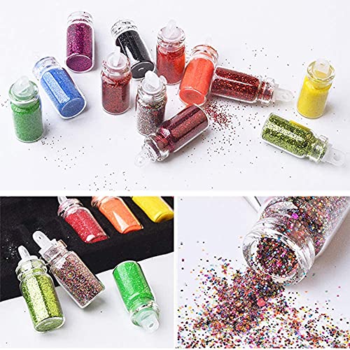 Belicia 48-Piece DIY Nail Art Charms Kit - 3D Holographic Glitter, Iridescent Flakes & Nail Sequins for Nail Art, Body, Face & Hair Decoration | Perfect for Salon, Home Manicure & Party Makeup Looks