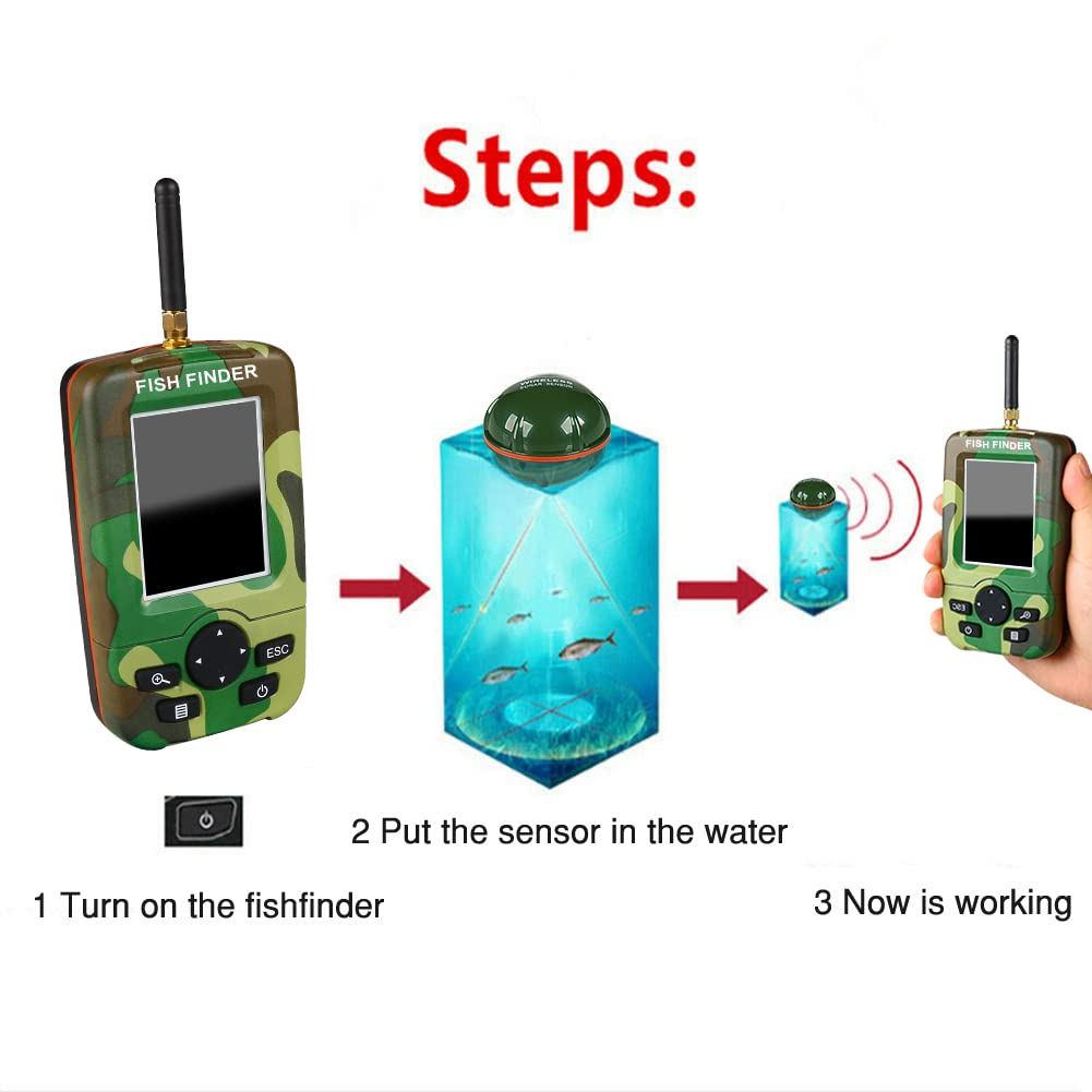 Portable Wireless Fish Finder with Sonar Sensor & Echo Sounder - Ideal for Carp Fishing, Bait Boats & Ice Fishing | Waterproof & Easy to Use for Freshwater & Saltwater Anglers
