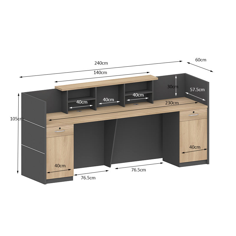 BELEN 2.4M Acacia Wood Reception Desk with Carbon Grey Finish - Perfect for Office Lobby, Hotel Front Desk & Corporate Reception Areas
