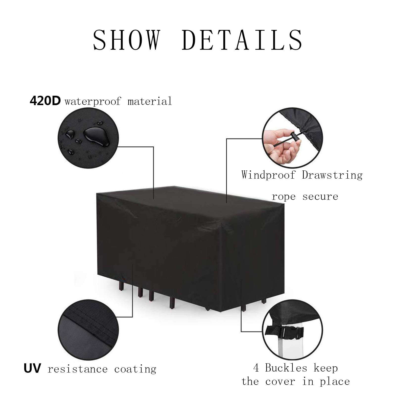 Waterproof 18x16x10 Inch Outdoor Patio Furniture Cover - All Weather Oxford Fabric, Tear-Resistant with Zipper & Carrying Handle - Perfect for Table, Chair & Sofa Sets - Ideal for Backyard, Garden & Poolside Protection