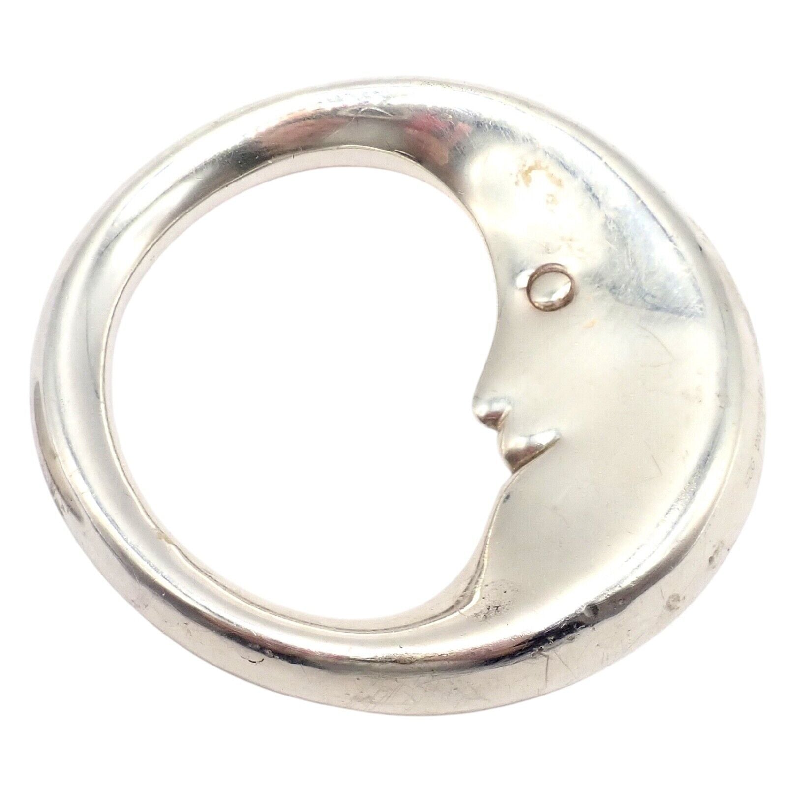 Vintage Tiffany & Co Sterling Silver Man In The Moon Baby Rattle - Elegant Baby Shower Gift & Keepsake for Newborns