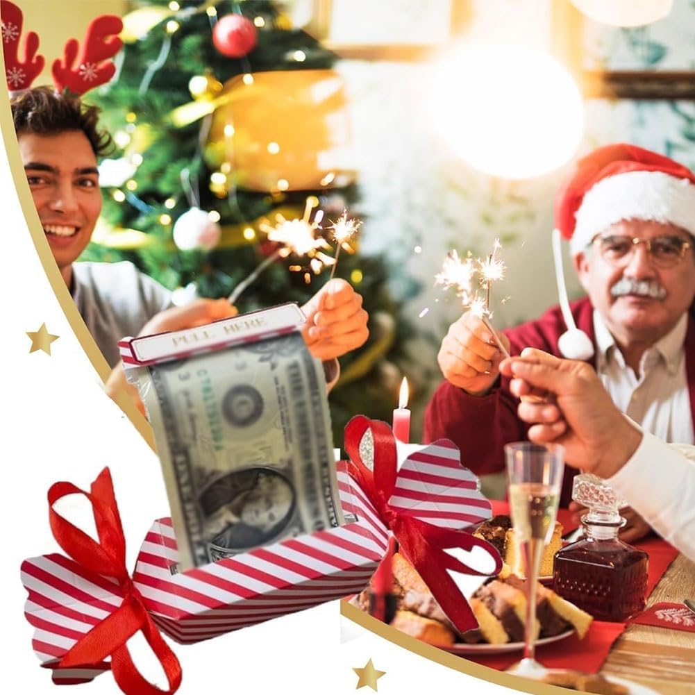 Christmas Money Pull Pouch Gift Box Set (4PCS) - Festive Cash Holder for Holiday Gifts, Stocking Stuffers & Party Favors - Perfect for Christmas Celebrations, Office Exchanges & Family Gatherings