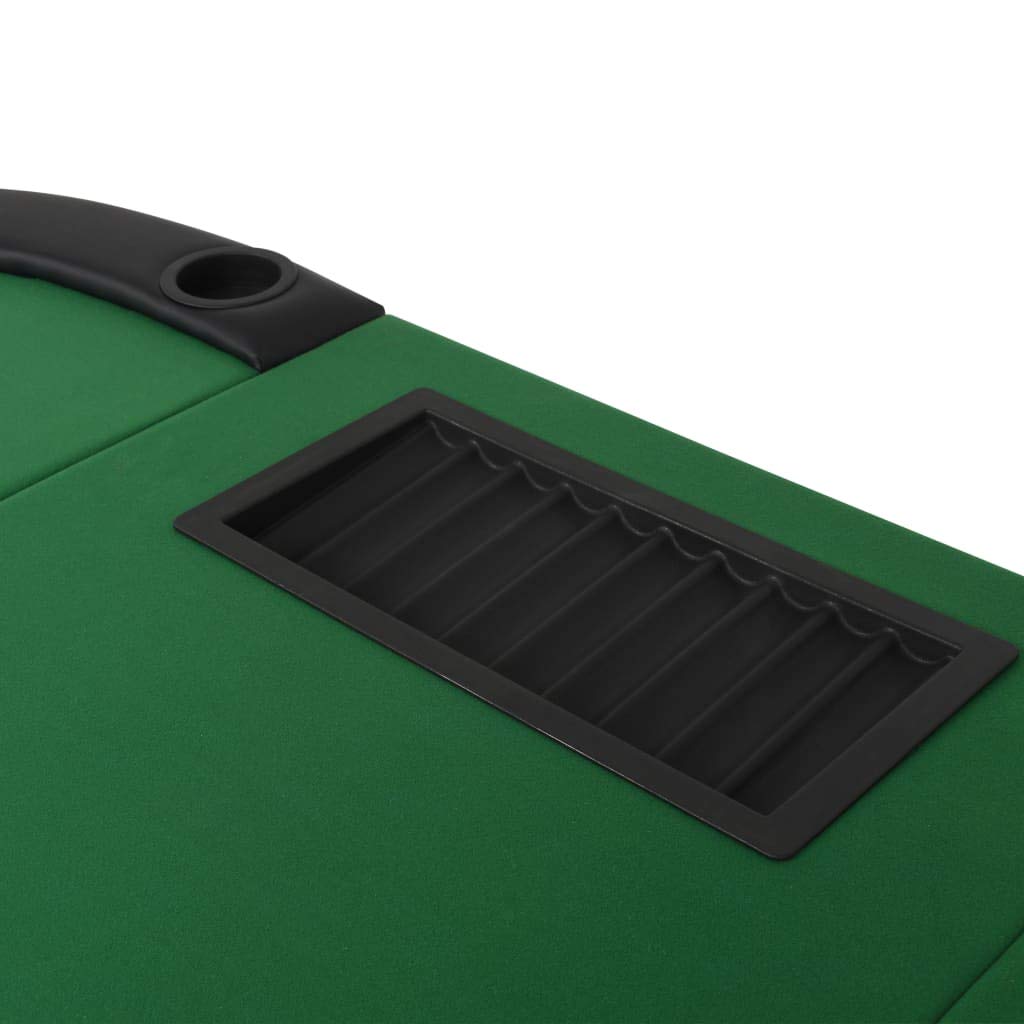 FAMIROSA 9-Player Folding Poker Table with Chip Tray & Cup Holders - Casino Style Green Felt Card Game Table with Steel Base - Perfect for Home Poker Nights, Casino Parties & Game Room Decor