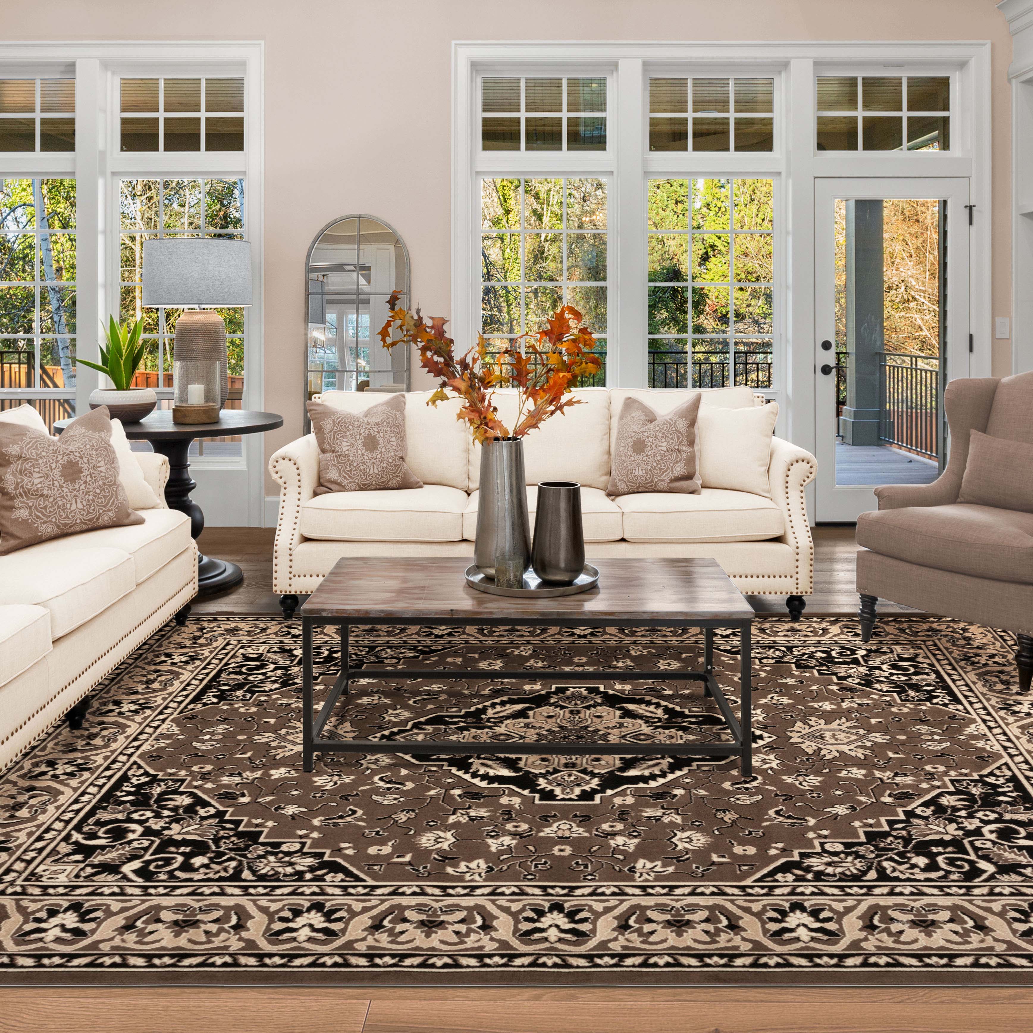Glendale Traditional Floral Medallion Indoor Area Rug - Non-Slip Living Room Carpet, Bedroom Runner, Hallway Decor | Soft & Durable Home Floor Mat for Cozy Interior Design