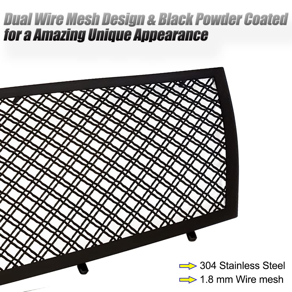 2008-2013 Cadillac CTS & 2011-2013 CTS Coupe Black Stainless Steel Double Wire Mesh Grille Insert - Direct Fit Replacement Part for Enhanced Front End Style & Protection (Perfect for Car Enthusiasts & Custom Upgrades)