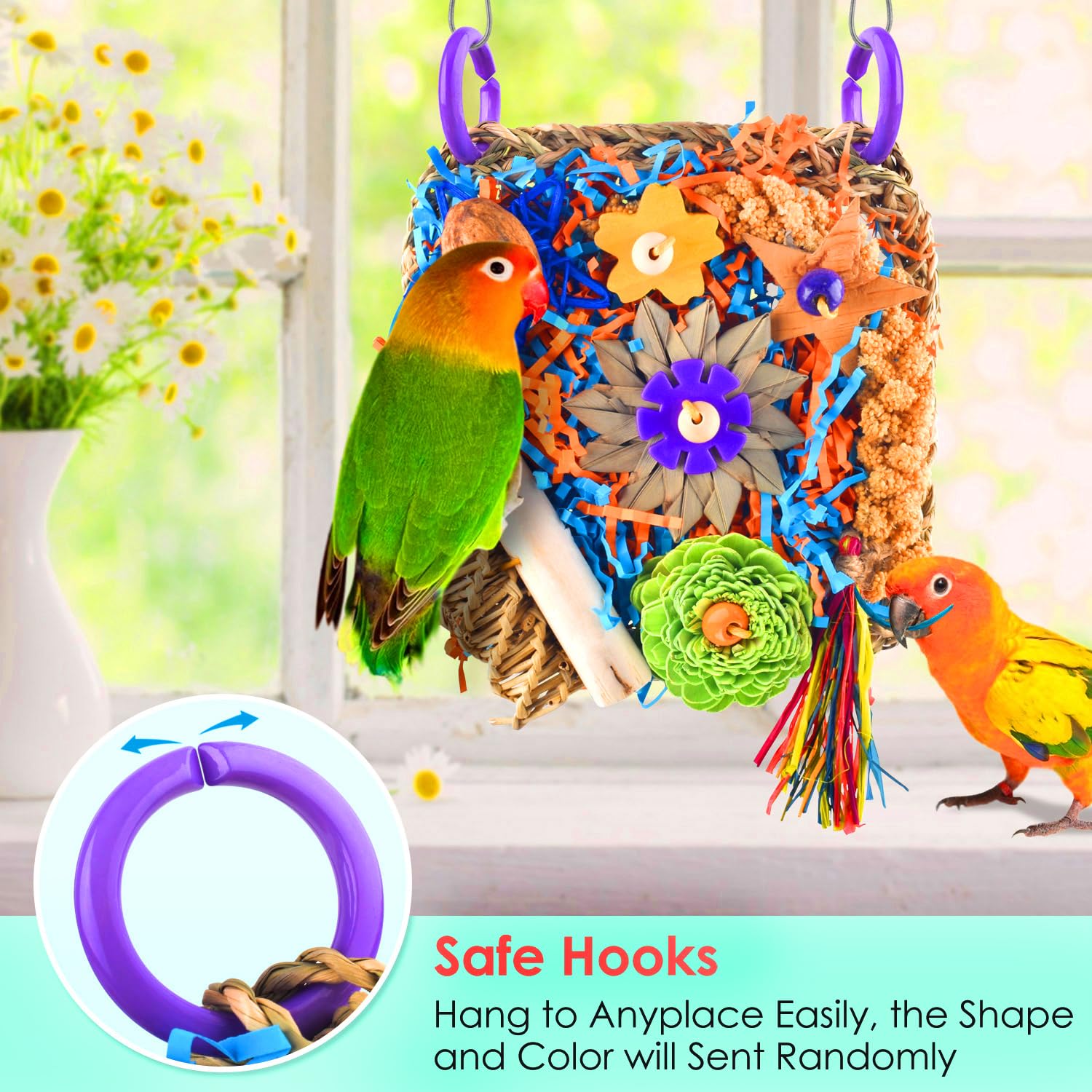 KATUMO Bird Foraging Toys for Small to Medium Parrots - Chewable Shredder Toys for Parakeets, Cockatiels, Conures, Lovebirds & Budgies - Cage Enrichment Toys for Mental Stimulation & Play (Perfect for Boredom Relief & Natural Foraging Instincts)