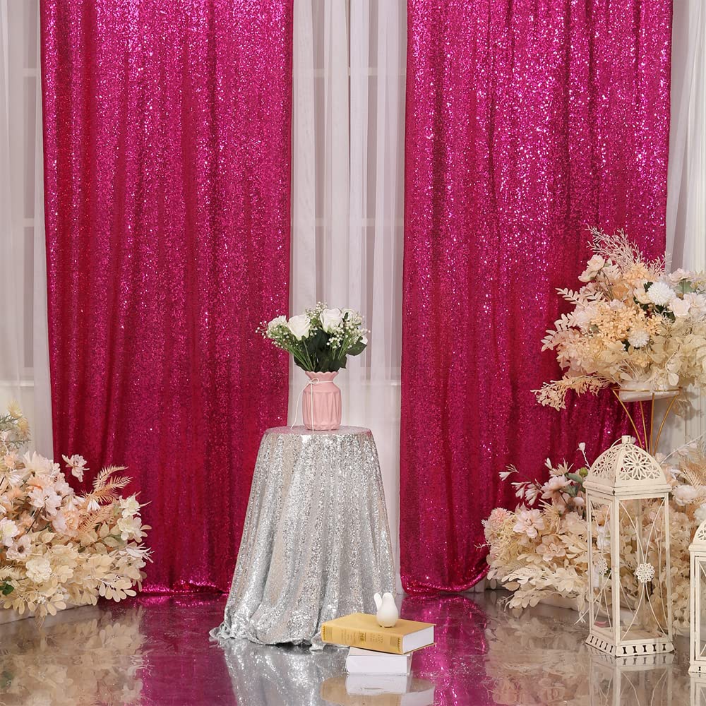 Pink Sequin Backdrop 2 Panels - Glitter Photo Booth Background for Christmas Party, Wedding, Baby Shower | Perfect for Events, Photography & Home Decor