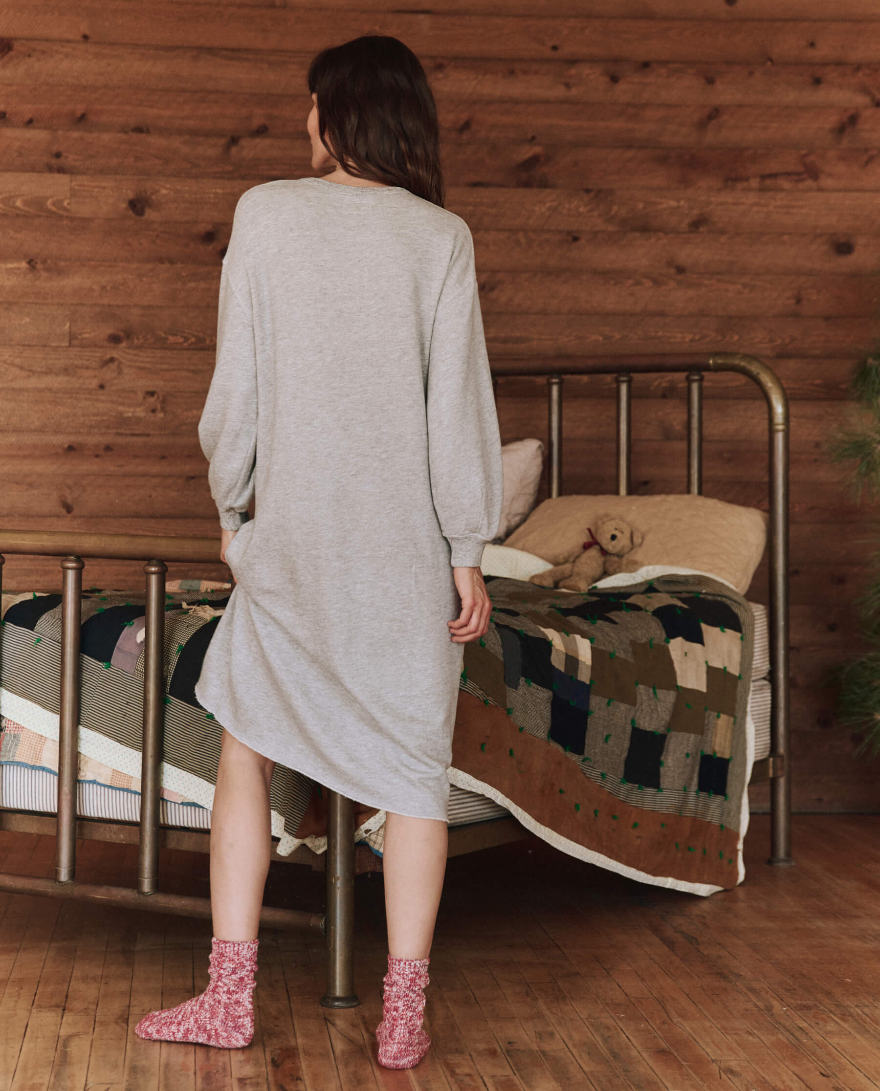 Women's Light Heather Grey Sweatshirt Dress - Cozy Casual Loungewear for Fall & Winter | Perfect for Home, Travel, and Weekend Outings