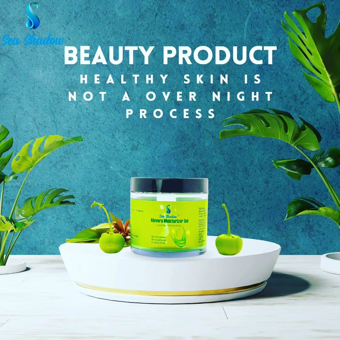 SEA SHADOW Pure Aloe Vera Gel for Face & Body - Hydrating, Moisturizing, Soothing Skin Care Treatment | 100ml Multipurpose Gel for Sunburn Relief, After Shave, Hair Mask & Dry Skin | Perfect for Daily Skincare Routine & Travel