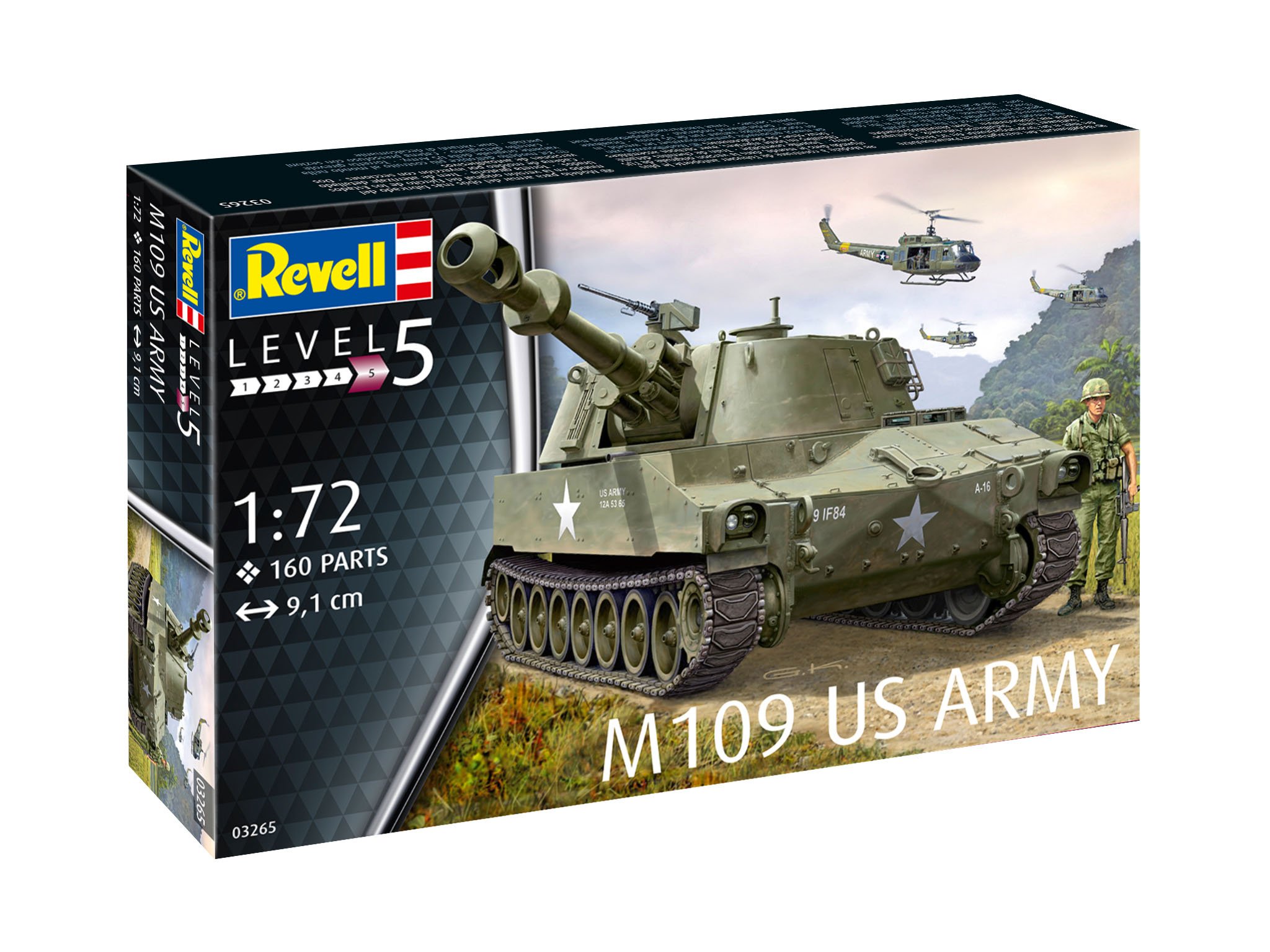 Revell 03265 M109 US Army 1:72 Scale Military Model Kit - Highly Detailed Plastic Tank Model for Collectors & Hobbyists - Perfect for Dioramas, Wargaming & Display