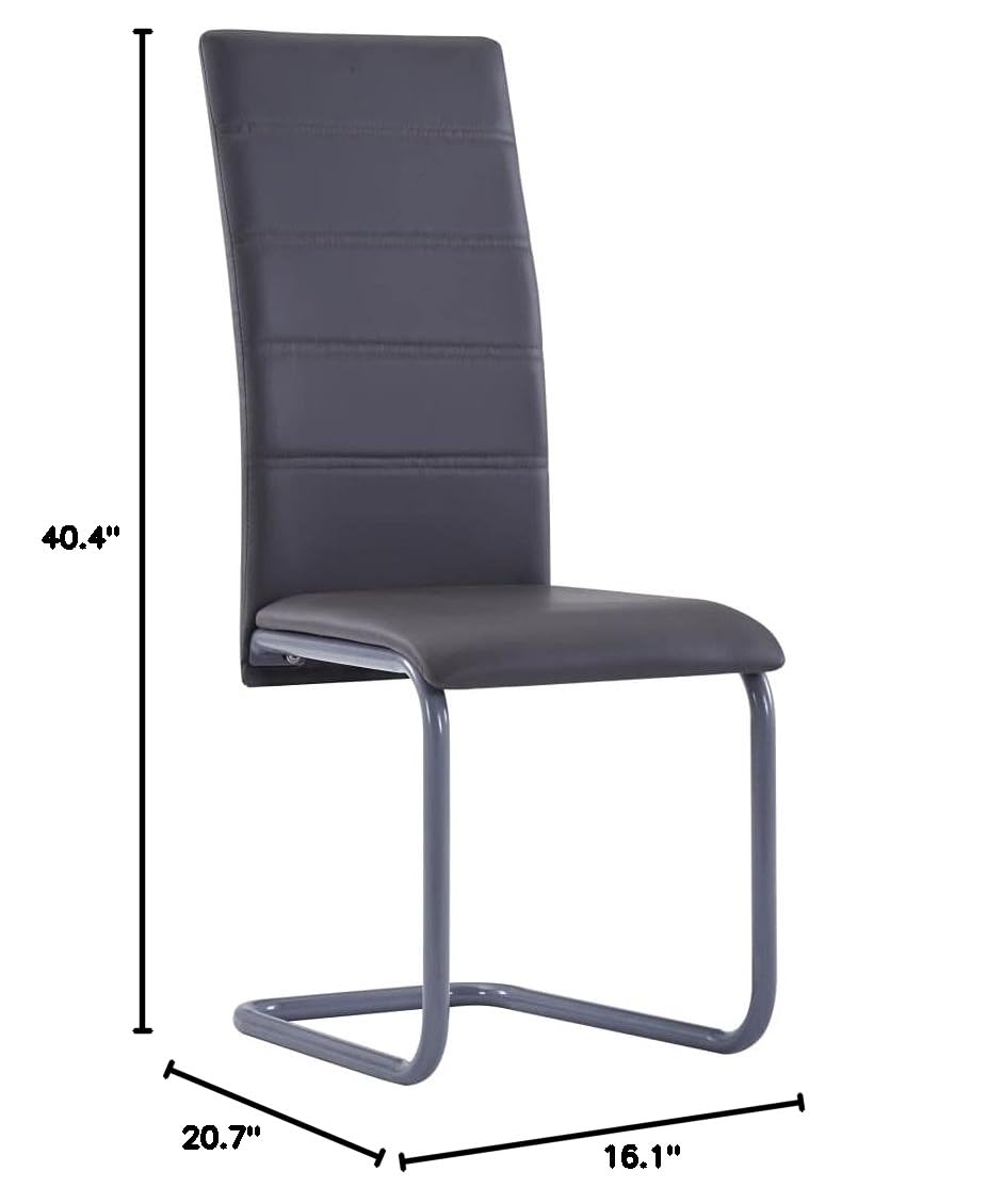 4 Pcs Urban Style Suede Leather Upholstered Dining Chairs - Modern Parson Chairs for Kitchen, Dining Room, Bedroom & Living Room - Gray Faux Leather Side Chairs | Perfect for Small Spaces, Apartments & Home Decor
