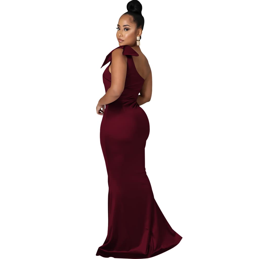 JTNFairy Women's Sexy Ruffle Sleeveless One Shoulder Bodycon Dress - Elegant Pencil Fit for Curvy Women | Perfect for Cocktail Parties, Evening Events & Formal Occasions