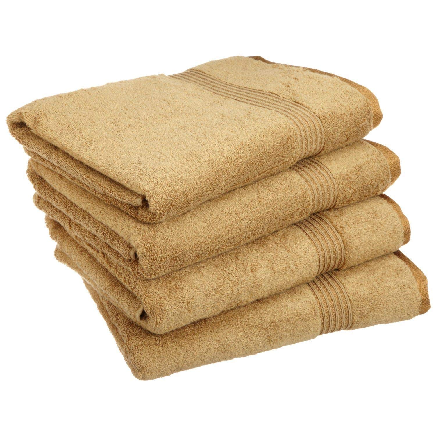 Pure Long Staple Cotton 4-Piece Bath Towel Set - Ultra Soft, Machine Washable & Hypoallergenic - Perfect for Spa, Bathroom & Luxury Home Use