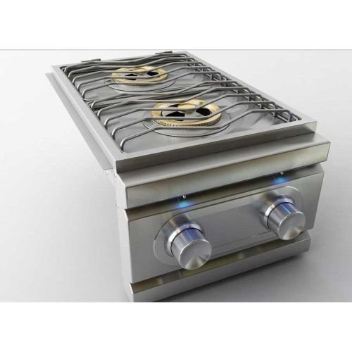 Stainless Steel Double Side Burner with LED Lights - NG | Outdoor Cooking & Camping Gas Stove for BBQ, Picnics, and Backyard Parties