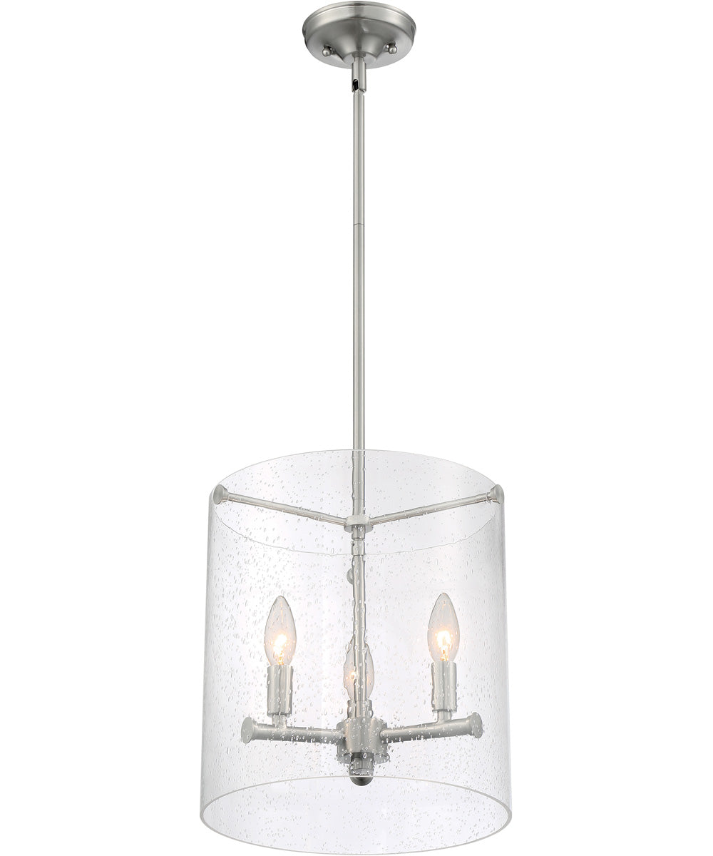 12W Bransel 3-Light Pendant Light Fixture in Brushed Nickel Finish - Perfect for Kitchen Island, Dining Room, and Entryway Lighting