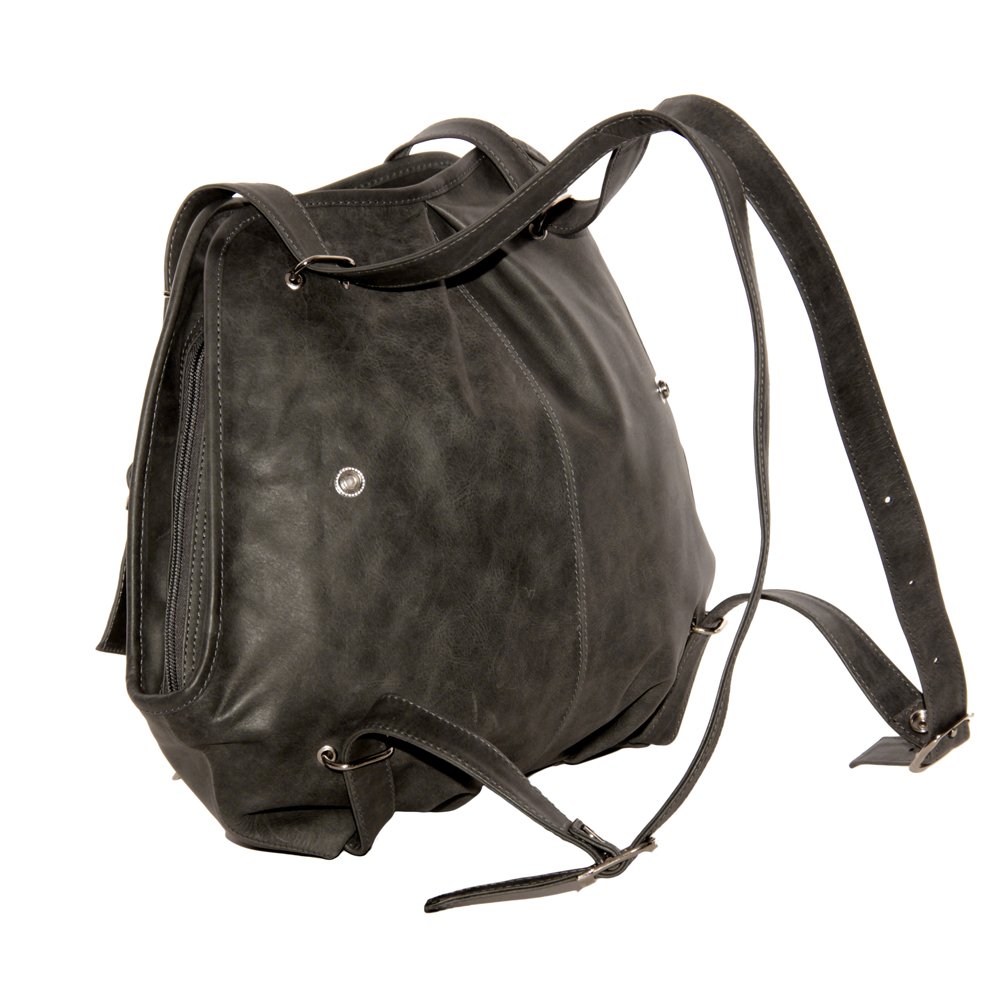 Convertible Buckle Backpack & Shoulder Bag - Adjustable Multi-Functional Travel Bag for Men & Women, Charcoal Gray, One Size - Perfect for Hiking, Commuting & Daily Use