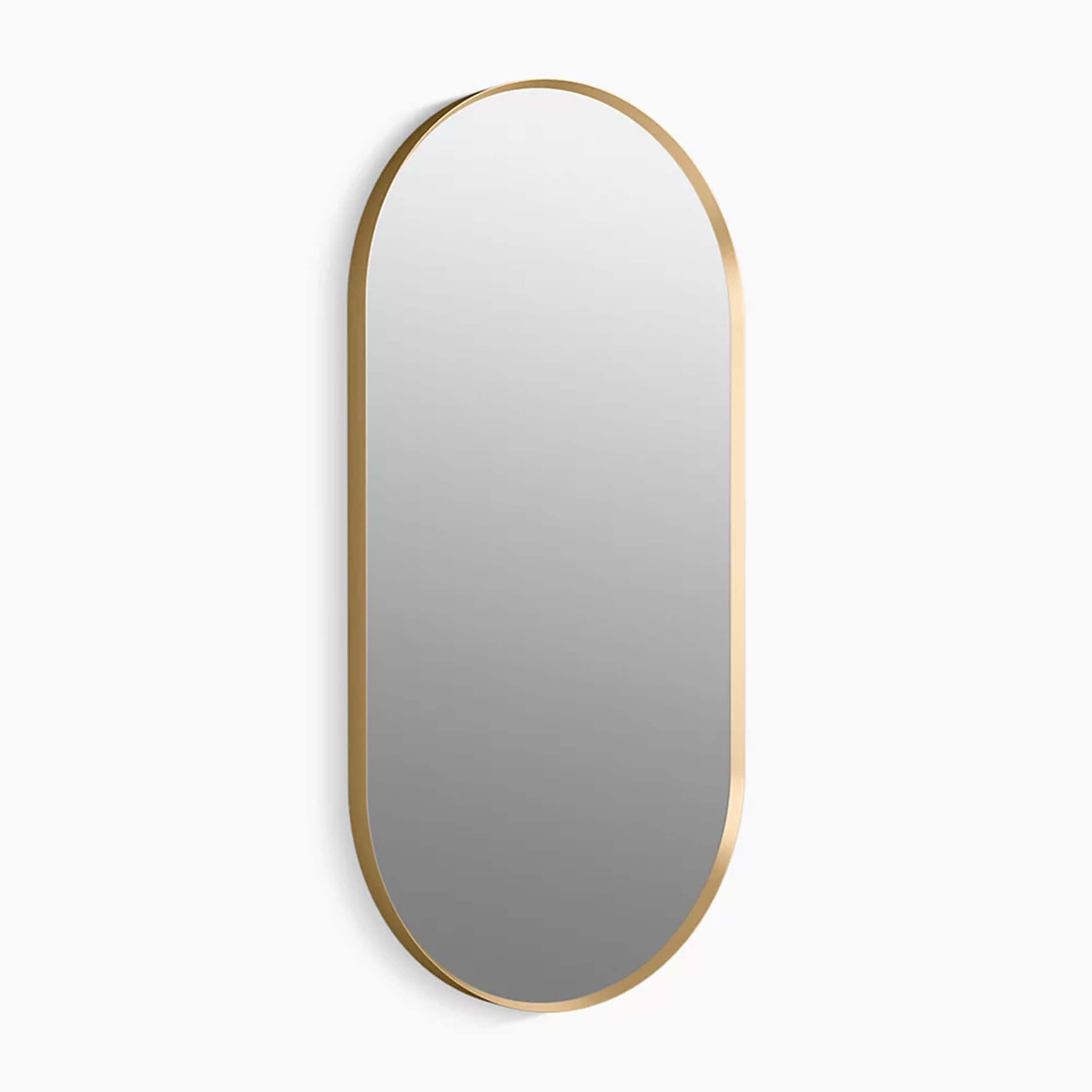 Essential Capsule Framed Mirror - Brushed Gold Finish - Perfect for Bathroom Vanity, Bedroom Decor & Entryway Elegance