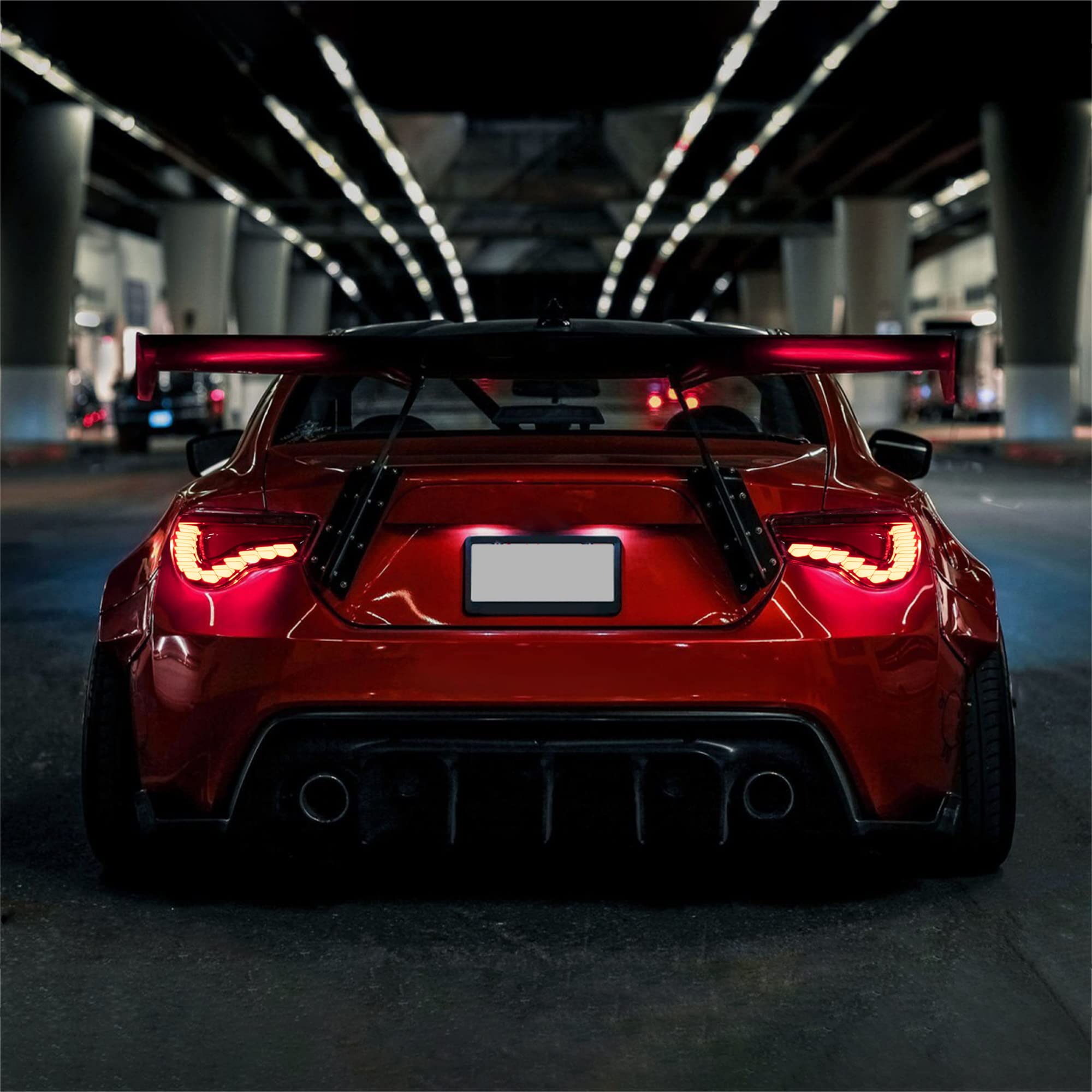 VLAND OLED Red Tail Lights for Toyota 86 GT86 2012-2020, Subaru BRZ 2013-2020, Scion FR-S 2013-2020 - Dragon Scales Dynamic Running Lights with Sequential Turn Signals - Perfect for Car Enthusiasts & Night Driving Upgrades