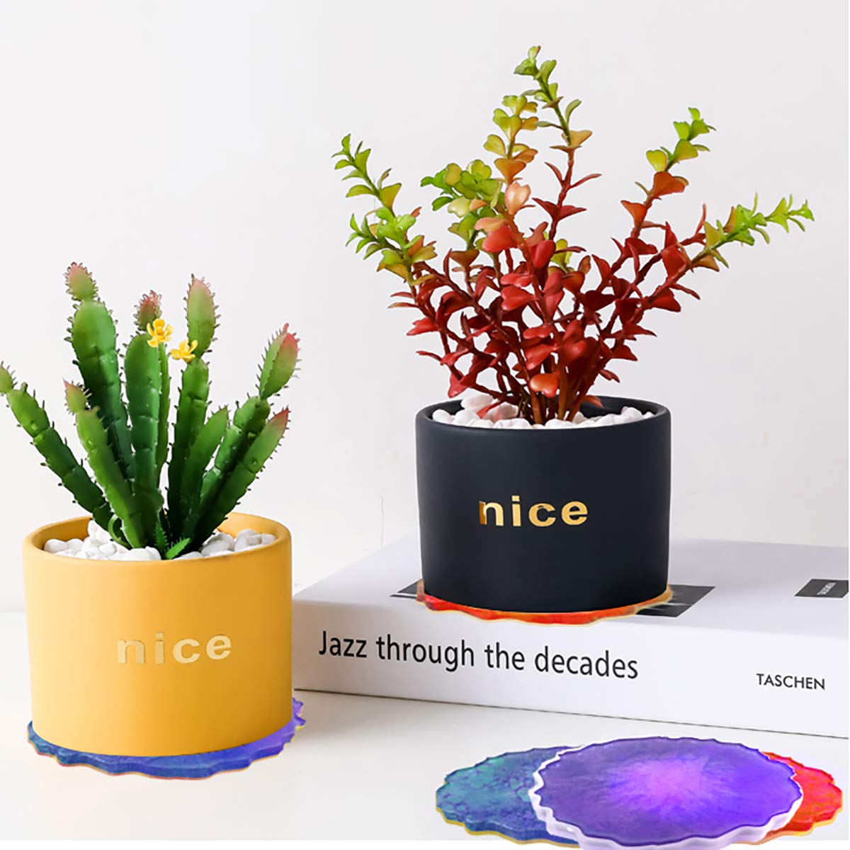 4PCS Agate Geode Resin Coaster Molds - High Gloss Silicone Epoxy Molds for DIY Coasters, Cup Mats & Home Decor - Perfect for Crafting, Gift Making & Table Setting