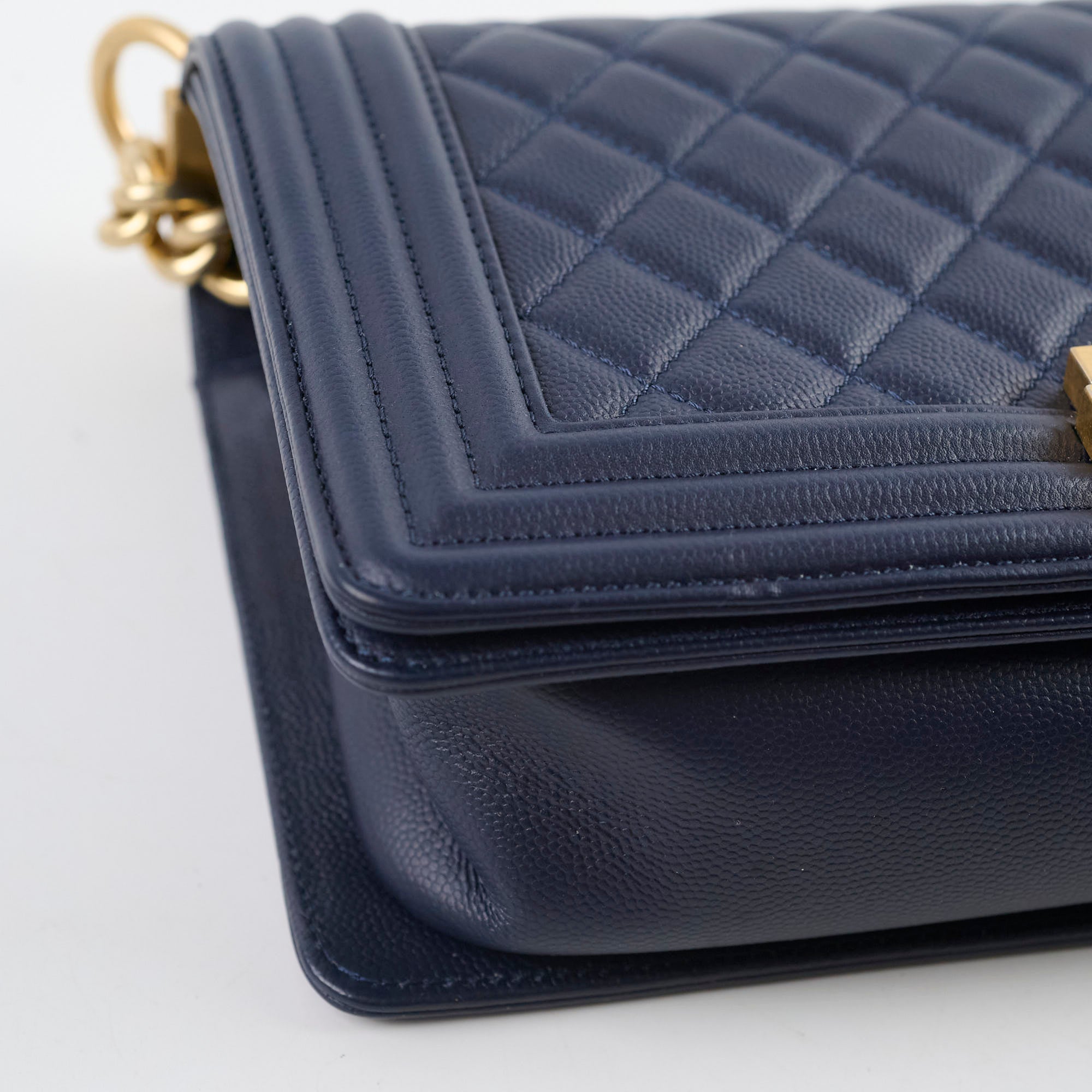 Chanel Boy Old Medium Flap Bag in Navy Caviar Leather - Perfect for Evening Events & Luxury Fashion Accessories