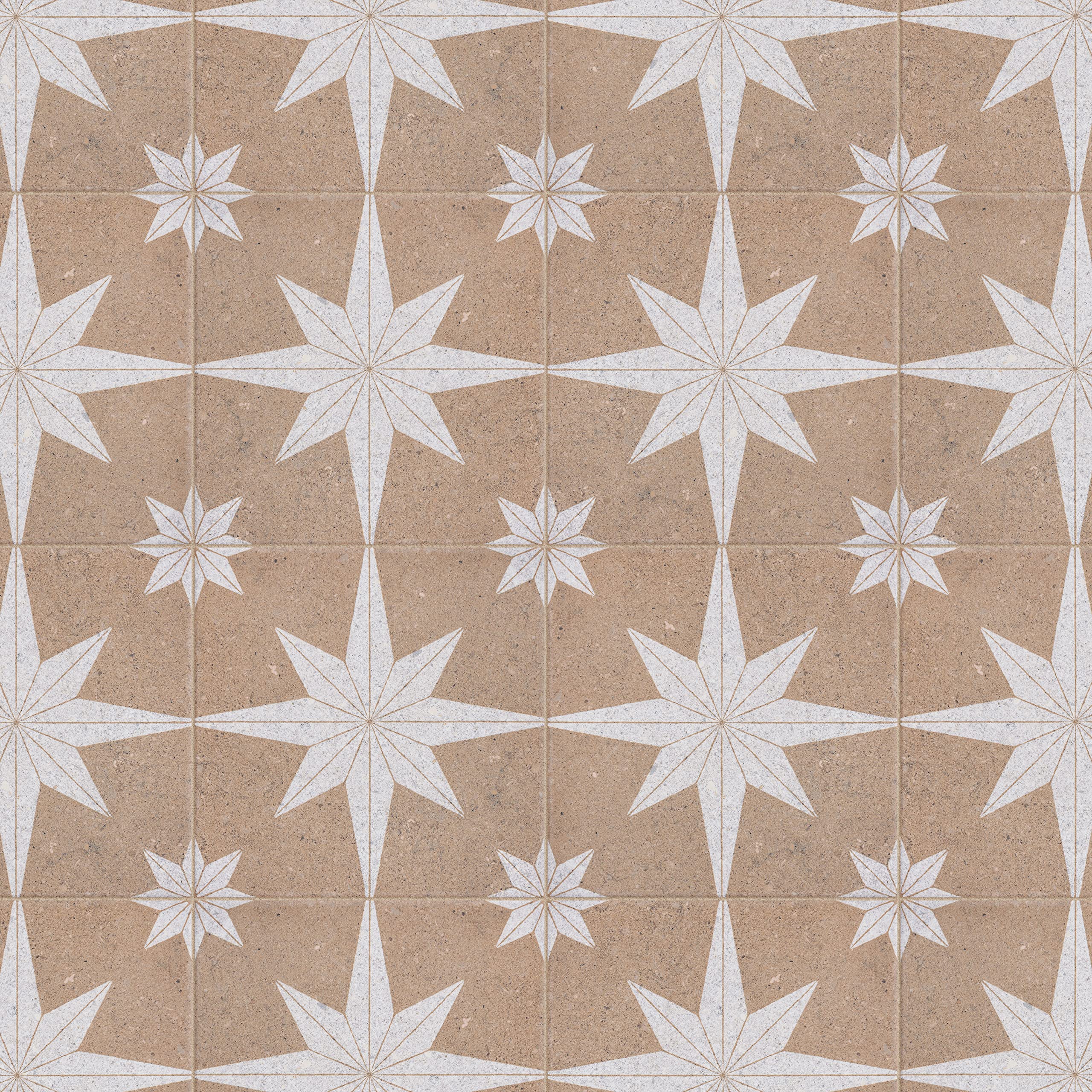 Merola Tile Compass Star Sand Stone 8x8 Inch Porcelain Floor & Wall Tile - Perfect for Kitchen Backsplash, Bathroom & Living Room Decor