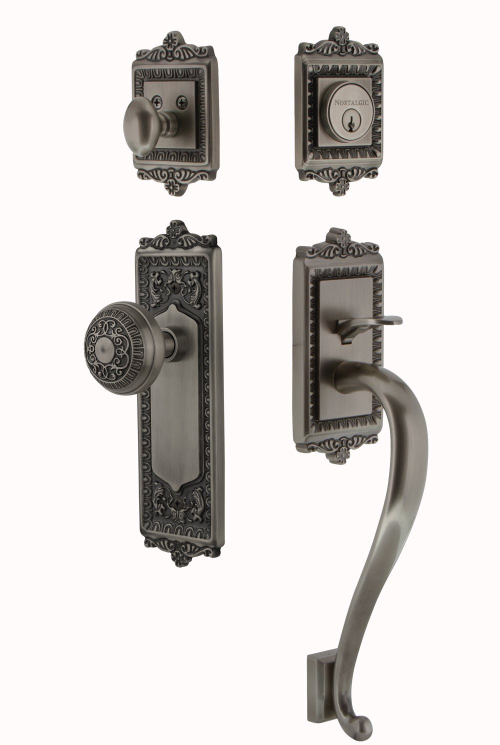 Nostalgic Warehouse 727652 Egg and Dart S Grip Entry Set & Knob - 2.75