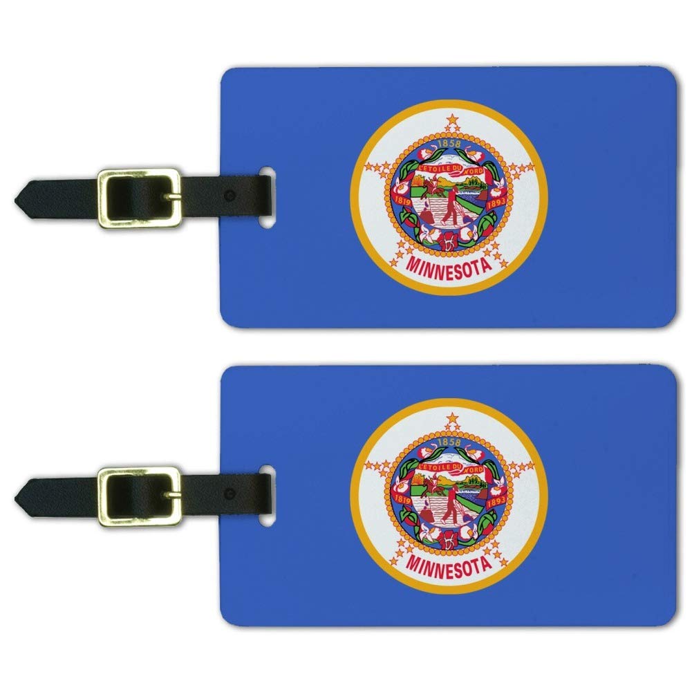 Minnesota State Flag Luggage ID Tags - Set of 2 Personalized Suitcase Tags for Travel, Carry-On Identification & Baggage Tracking - Perfect for Airports, Cruises & Business Trips