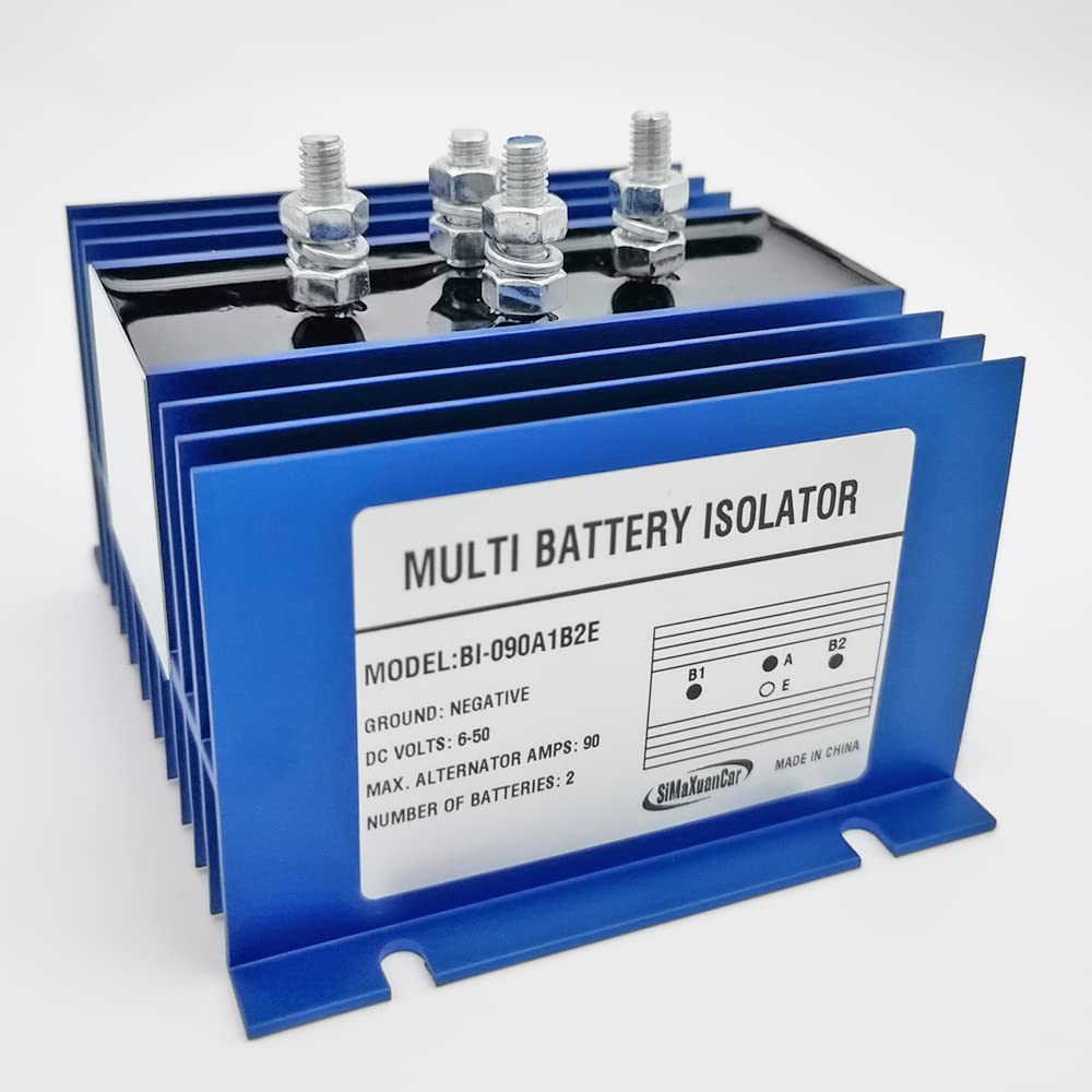 90A DC-DC Battery Isolator Charger 6-50V for Car, Boat, RV, UTV - Multi-Battery Parallel Circuit Charging System - Perfect for Off-Grid Power & Vehicle Electrical Systems