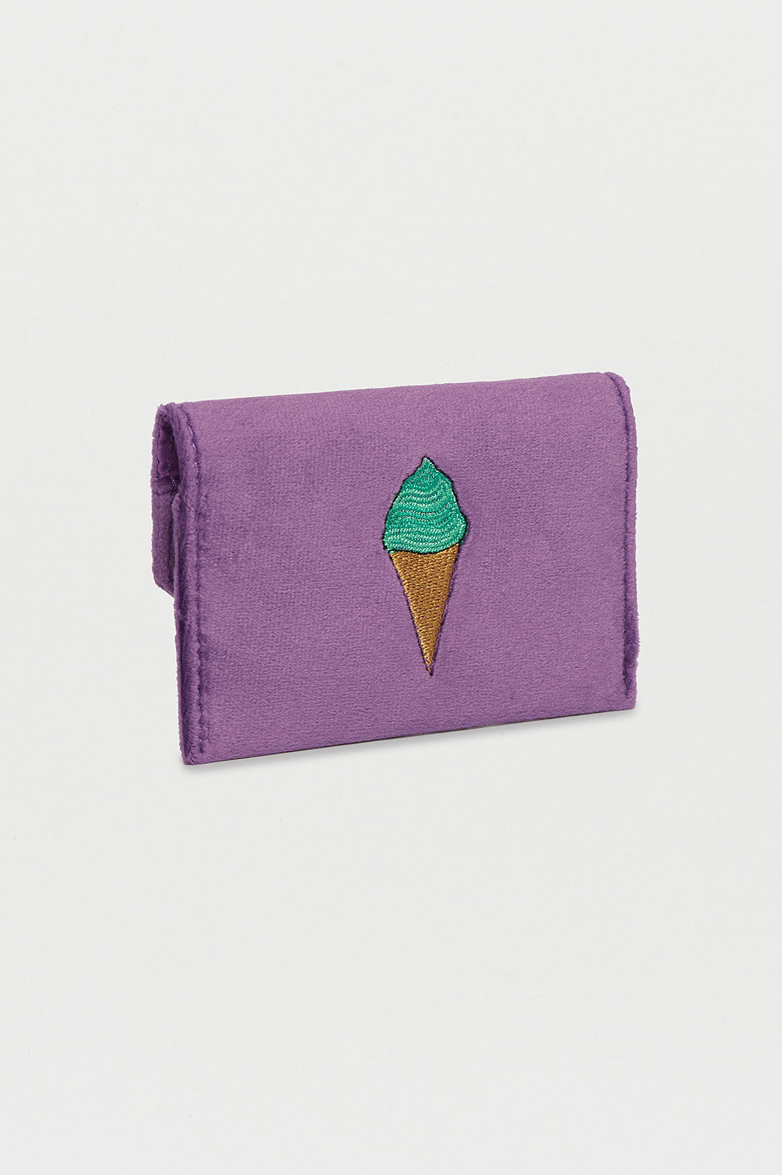 Embroidered Ice Cream Envelope Card Holder - Cute Wallet for Women - Perfect for Credit Cards, Cash & ID - Great Gift for Birthday, Valentine's Day & Everyday Use