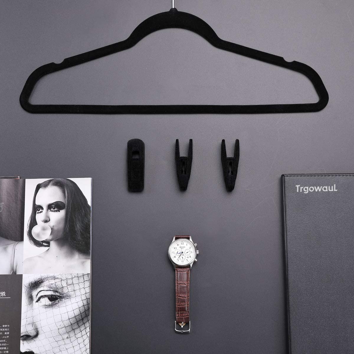 Premium Velvet Hangers with Clips - Strong Non-Slip Pants Hangers for Thin Clothes - Perfect for Closet Organization & Space Saving in Bedrooms, Dorms, and Laundry Rooms