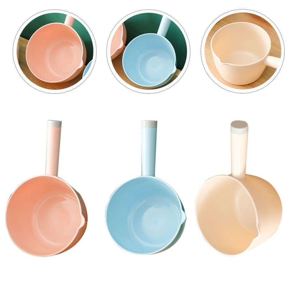 3-Piece Plastic Water Ladle Set - Long Handle Kitchen Scoop for Cooking, Serving & Measuring - Ideal for Soup, Stew, Cereal & Pet Food - Durable Household Kitchen Gadgets & Supplies