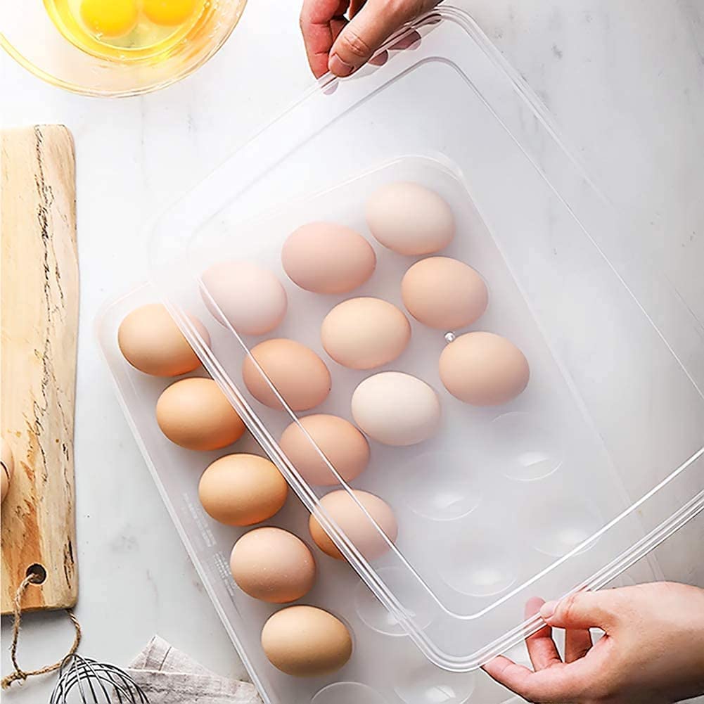 24-Grid Plastic Egg Storage Container - Stackable Refrigerator Egg Tray for Kitchen Organization - Mini House Egg Holder (Set of 2) - Perfect for Fridge Storage & Farm Fresh Eggs