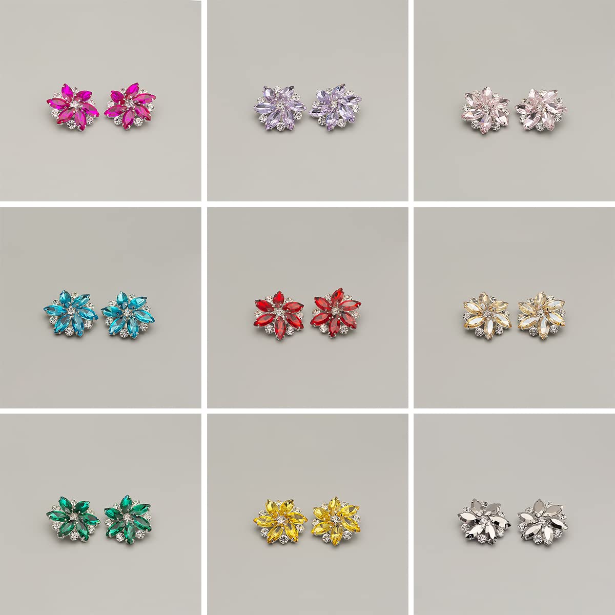 Exquisite Detachable Shoe Clips - 6 Petal Rhinestone Flower Shoe Accessories for Wedding, Party & Prom (16 Colors) - Perfect for Bridal Shoes, Evening Bags & Special Occasion Outfits
